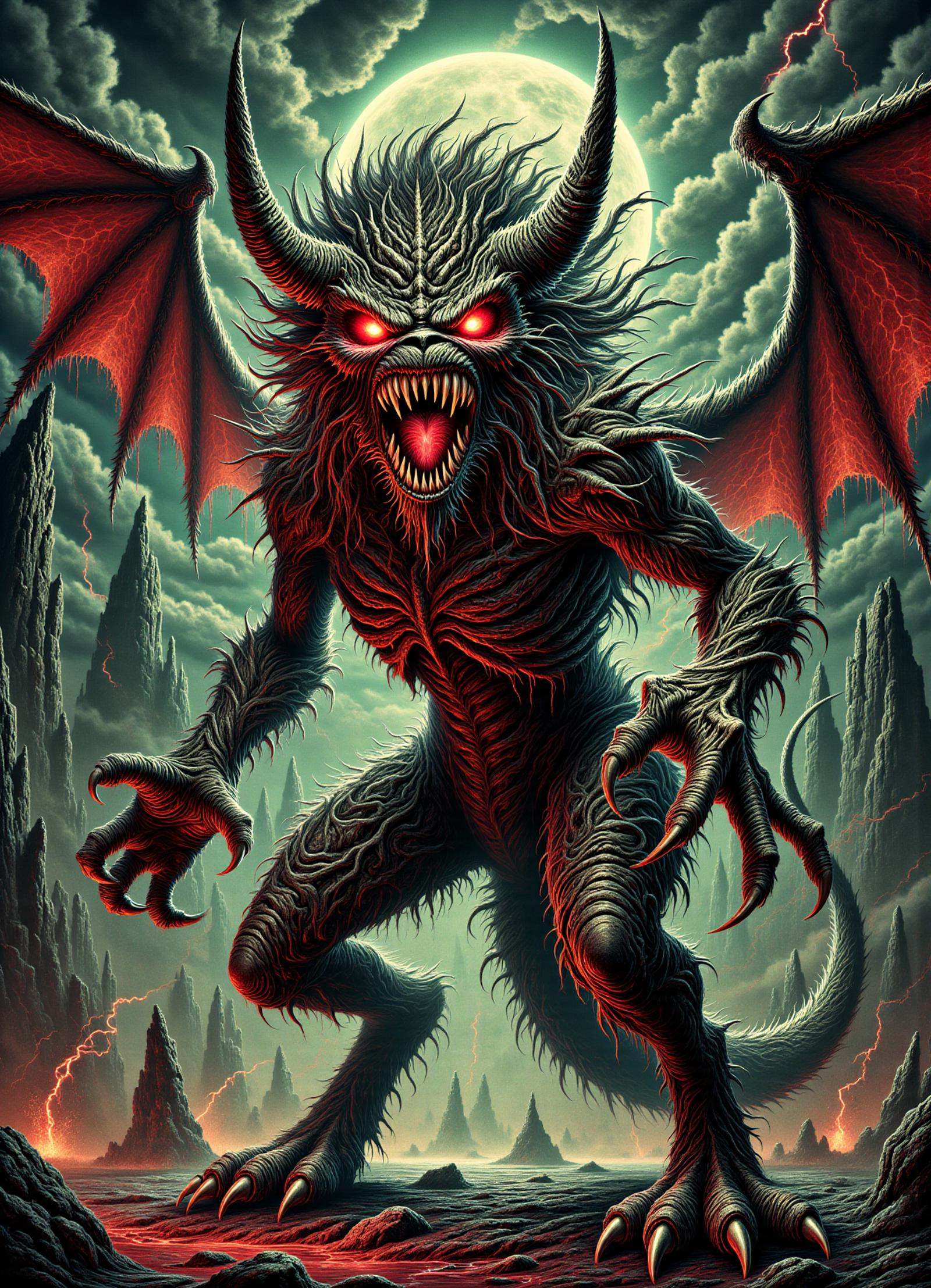 jabberwocky,  large and fearsome creature,  dragon like appearance on Tensor.Art