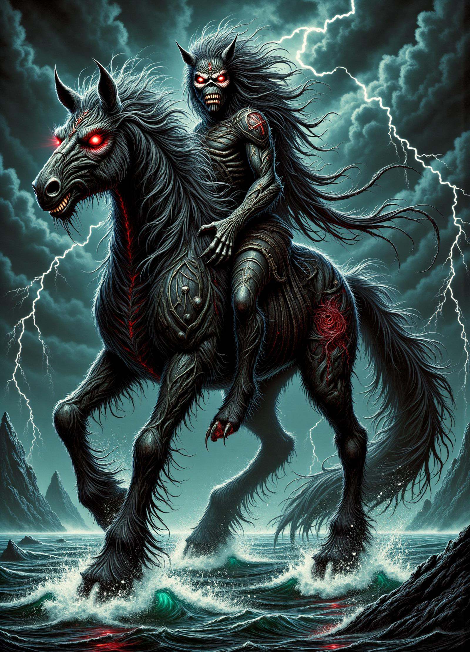 kelpie,  shape shifting water spirit,  horse in humanoid shape on Tensor.Art