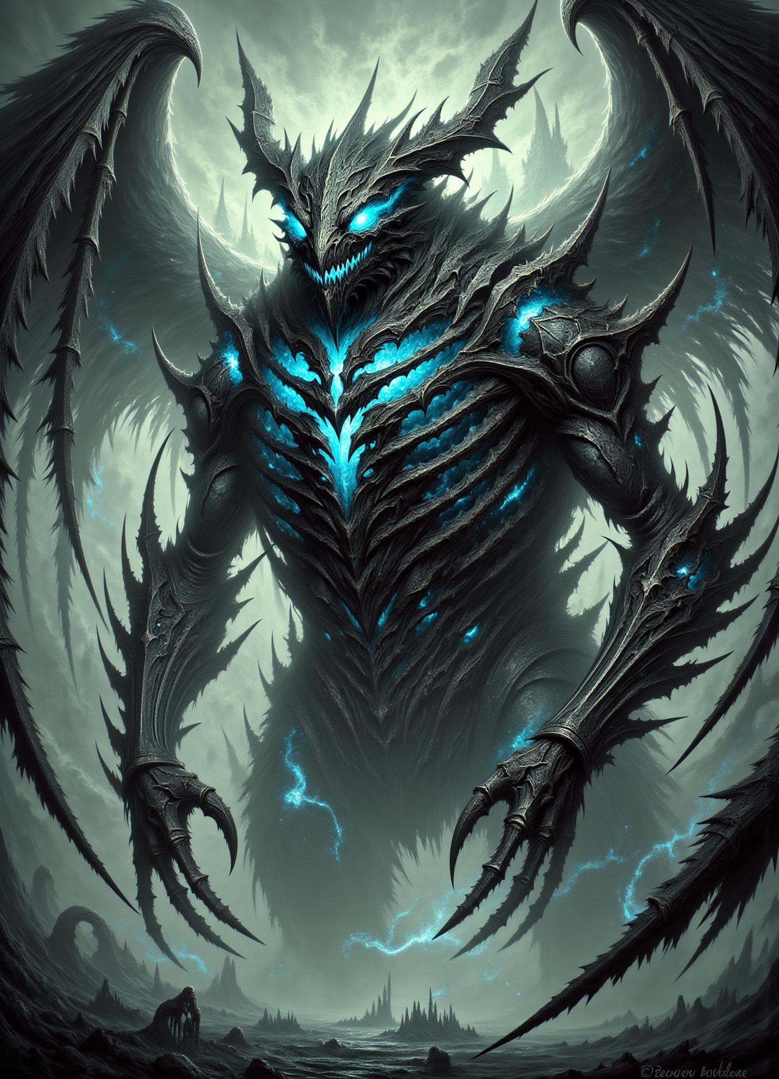 massive monstrous ethereal biomimetic segmented organism,  clawed appendages,  nine-tailed on Tensor.Art