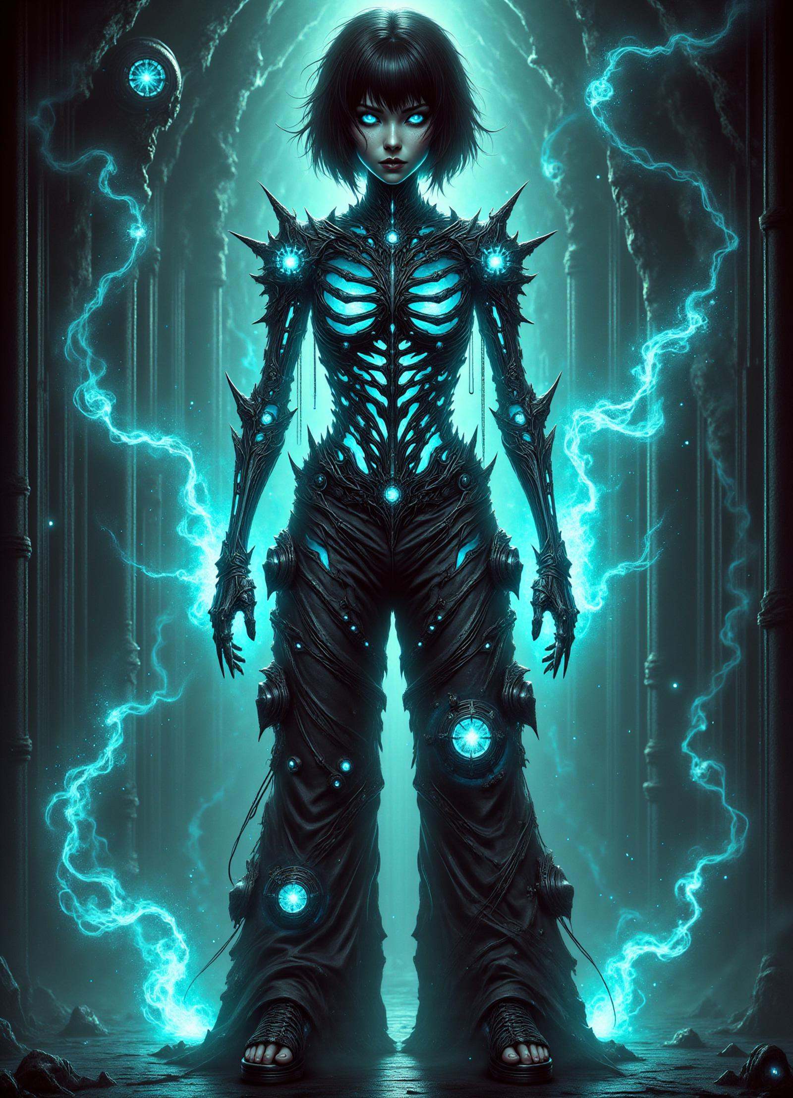 female nanotechnologist,  biomechanical hackers,  expert hackers merged with biotechnology on Tensor.Art