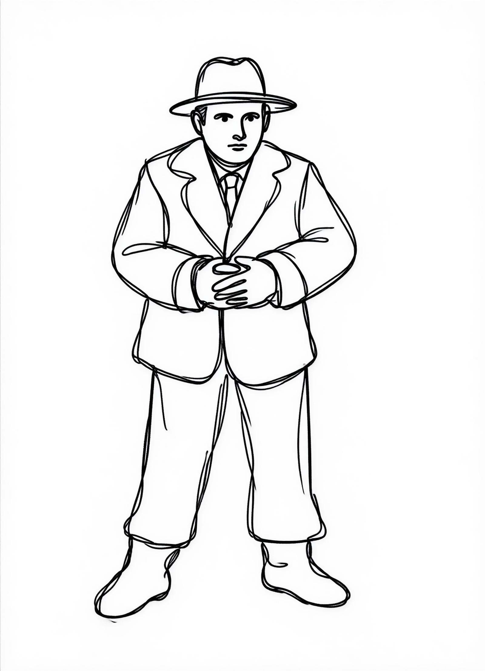 one line drawing,  male daft wullie,  detective on Tensor.Art