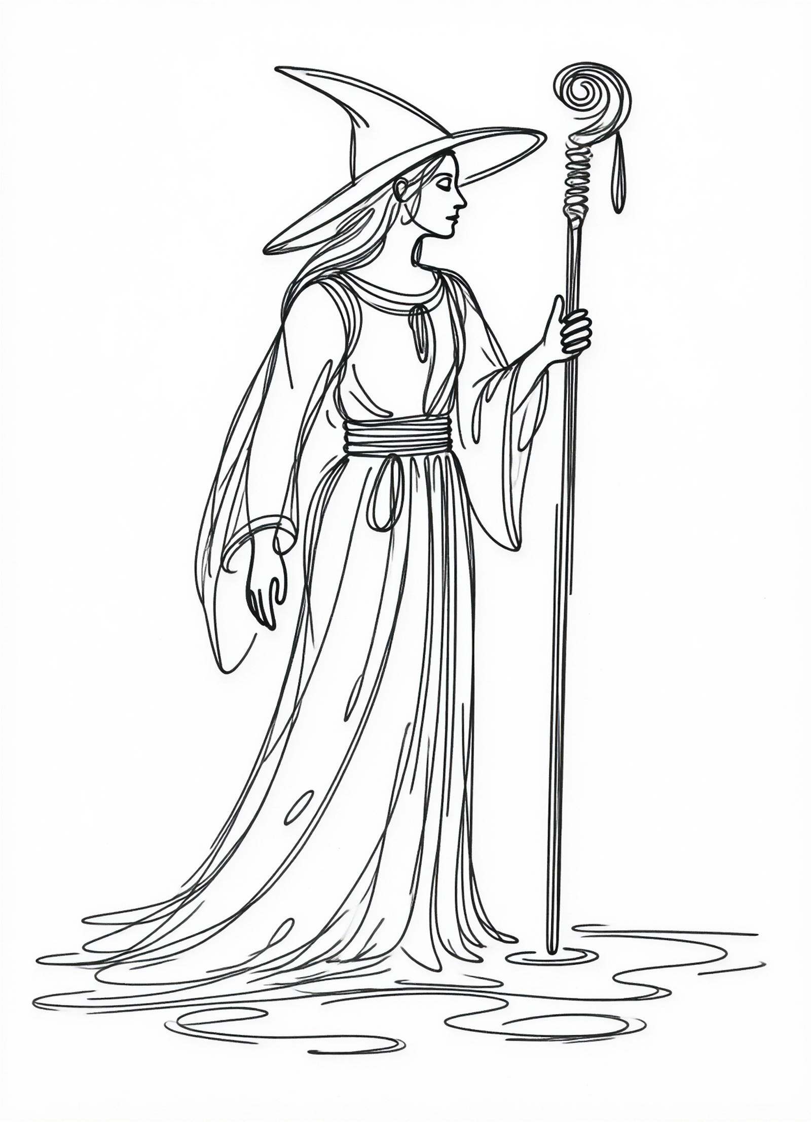 one line drawing,  male lady in the water, on Tensor.Art