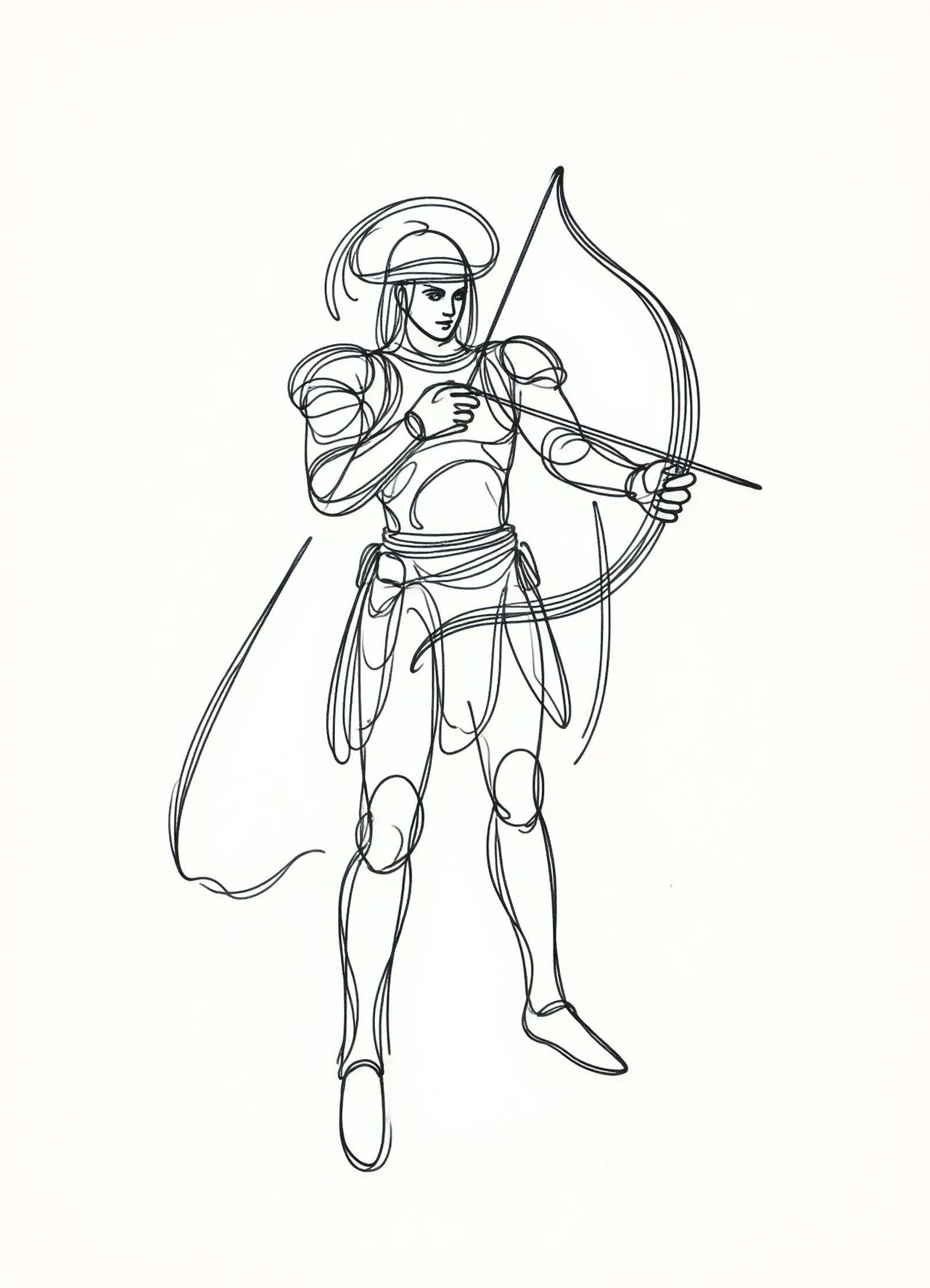 one line drawing,  male sandman,  mercenary archer on Tensor.Art
