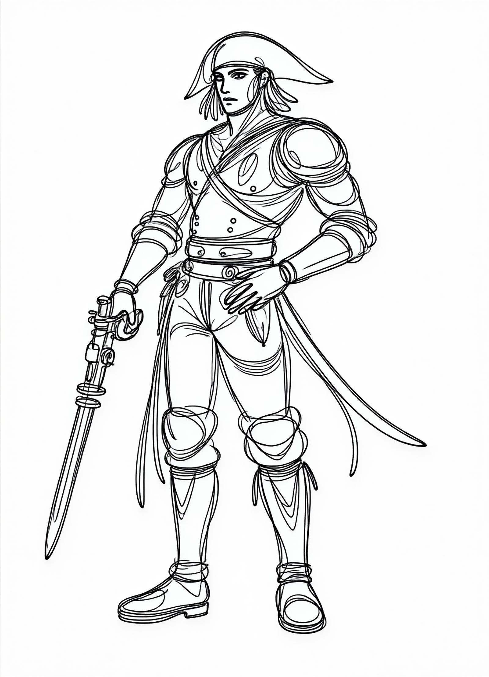 one line drawing,  male jiralhanae (brutes),  pirate gunner on Tensor.Art