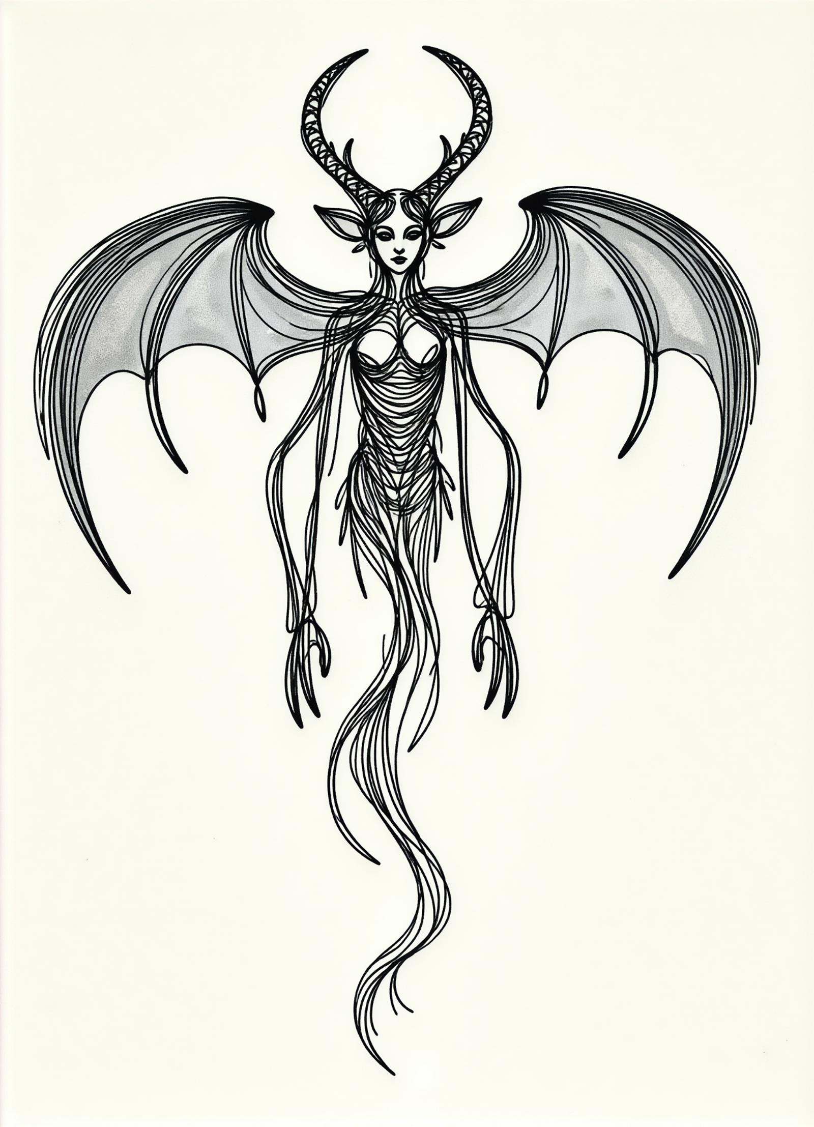one line drawing,  gigantic mysterious mycelium moody symmetrical person,  five-fingered hands on Tensor.Art