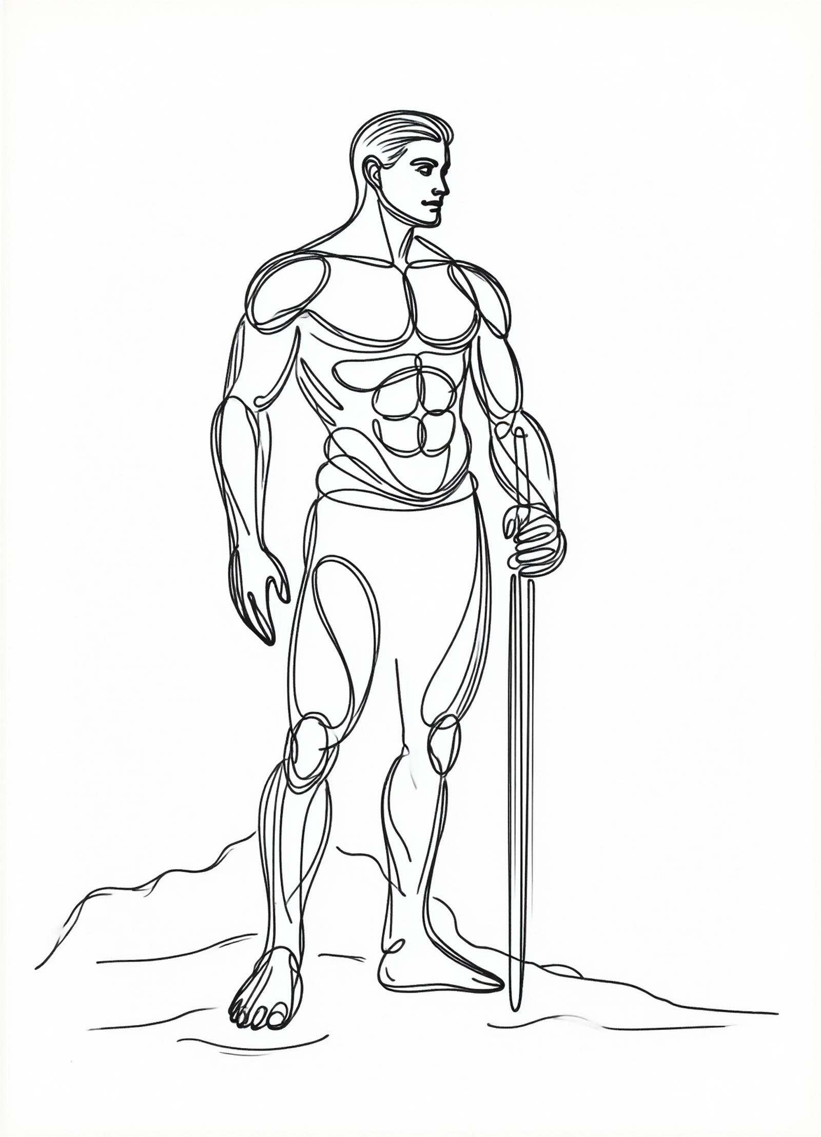 one line drawing,  male bothan,  colossus on Tensor.Art