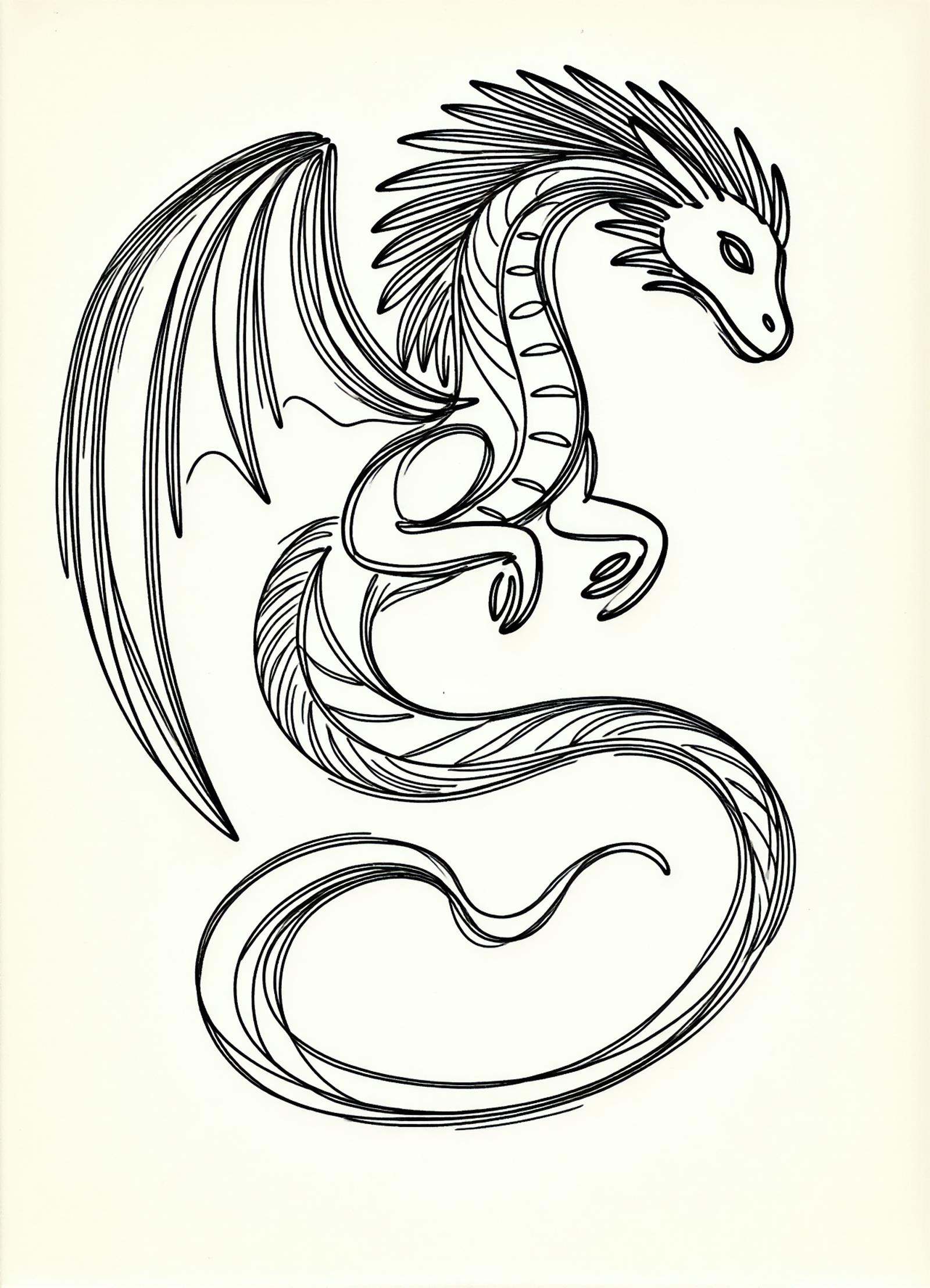 one line drawing,  a creeping cyclonic earth stocky Barroth wyvern,  mane serpent-like head on Tensor.Art