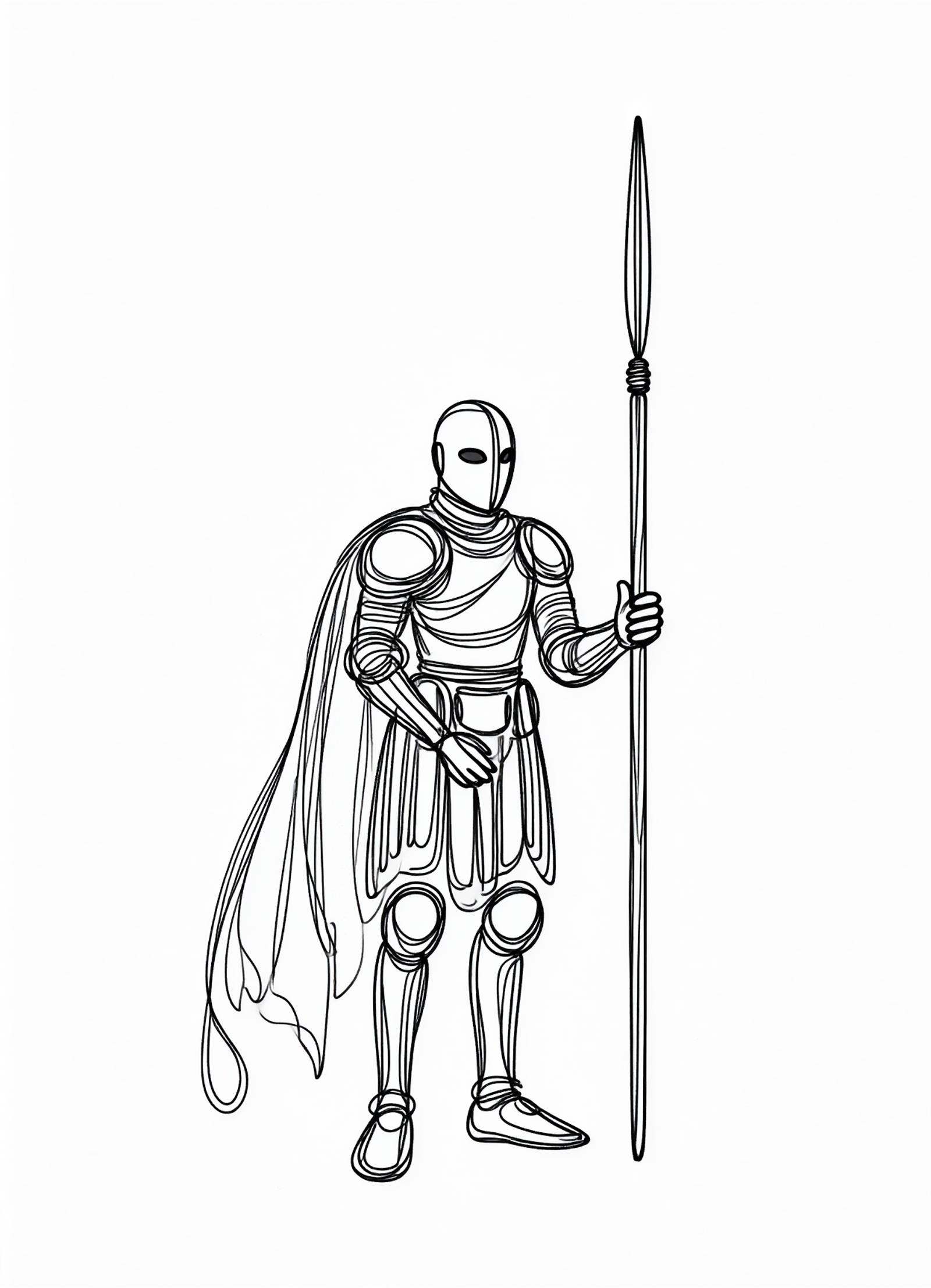 one line drawing,  male zorah magdaros,  crusader on Tensor.Art