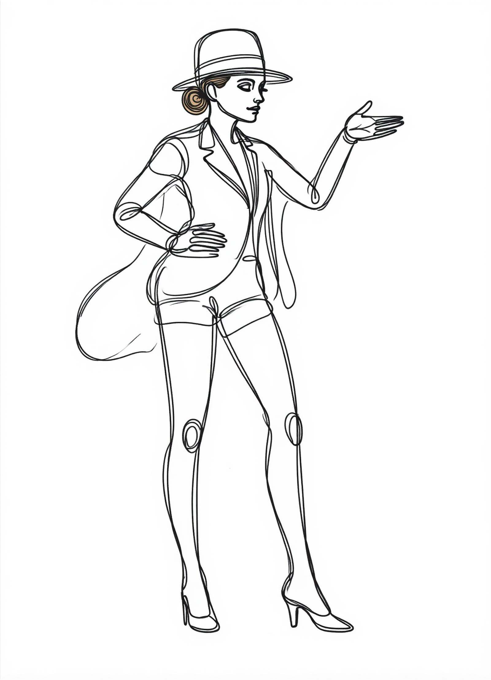 one line drawing,  female zero-point energy researcher,  geriatric on Tensor.Art