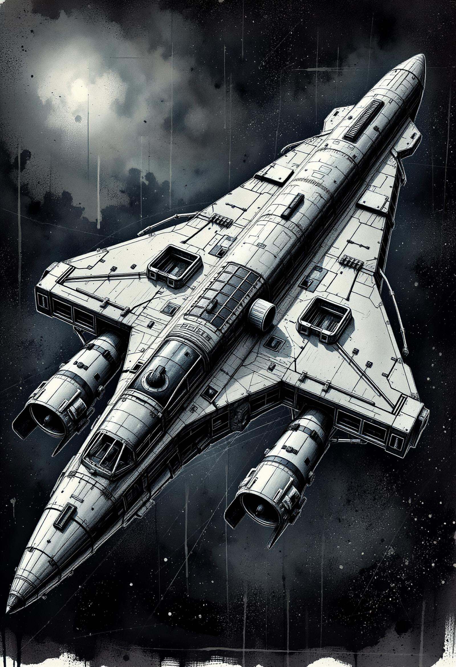 DonMN1h1l15mFX,  scifi medium streamlined starfighter,  warp drives on Tensor.Art
