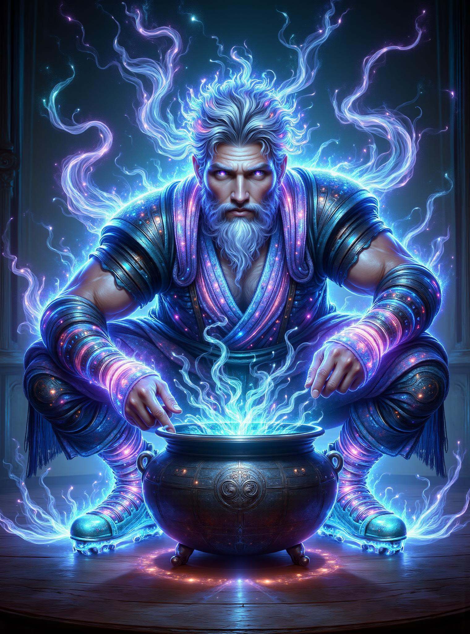 digital illustration,  male battle mage,  middle-aged lean on Tensor.Art