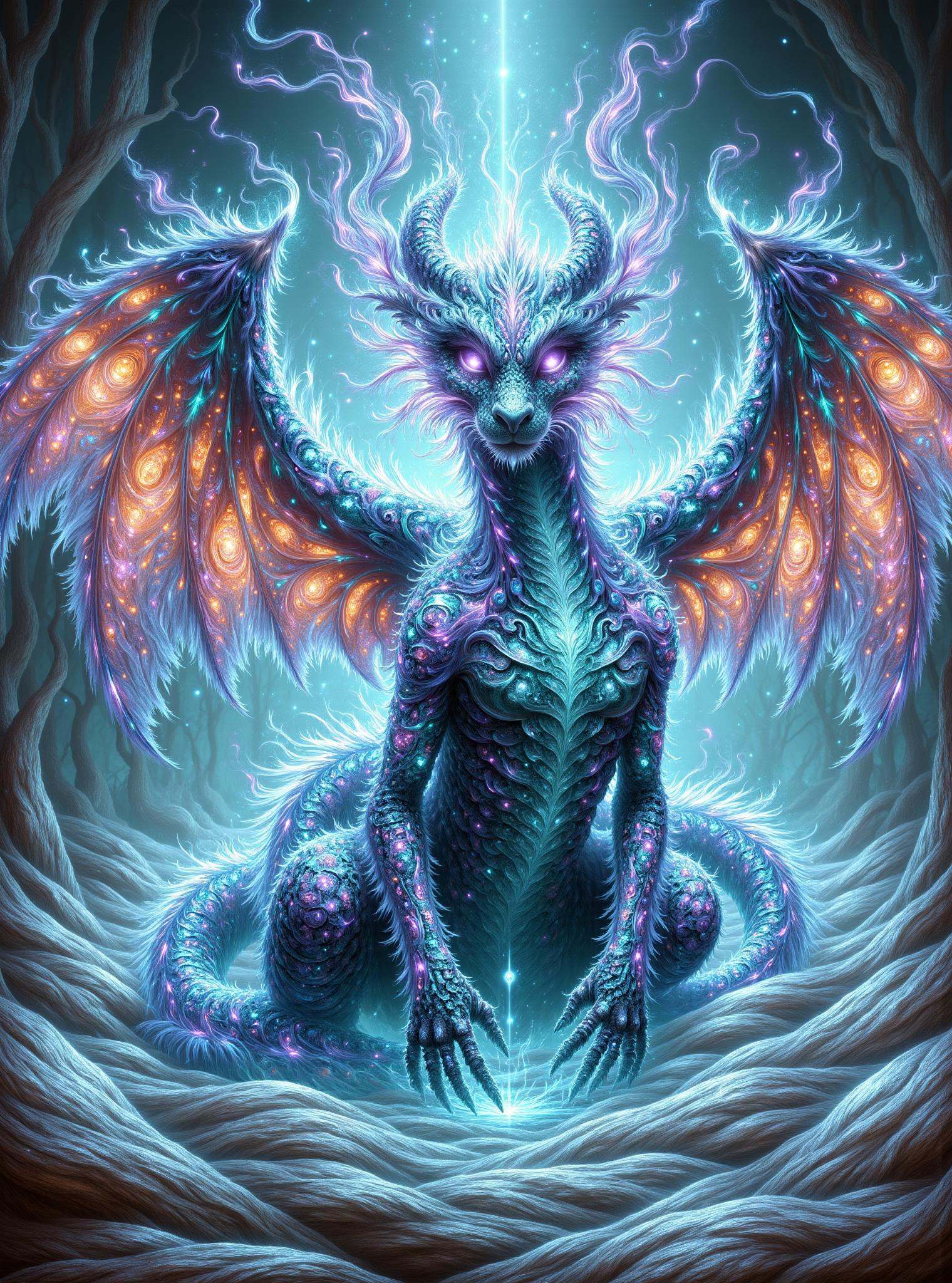 digital illustration,  augmented european elemental Wyvern,  ruffled on Tensor.Art