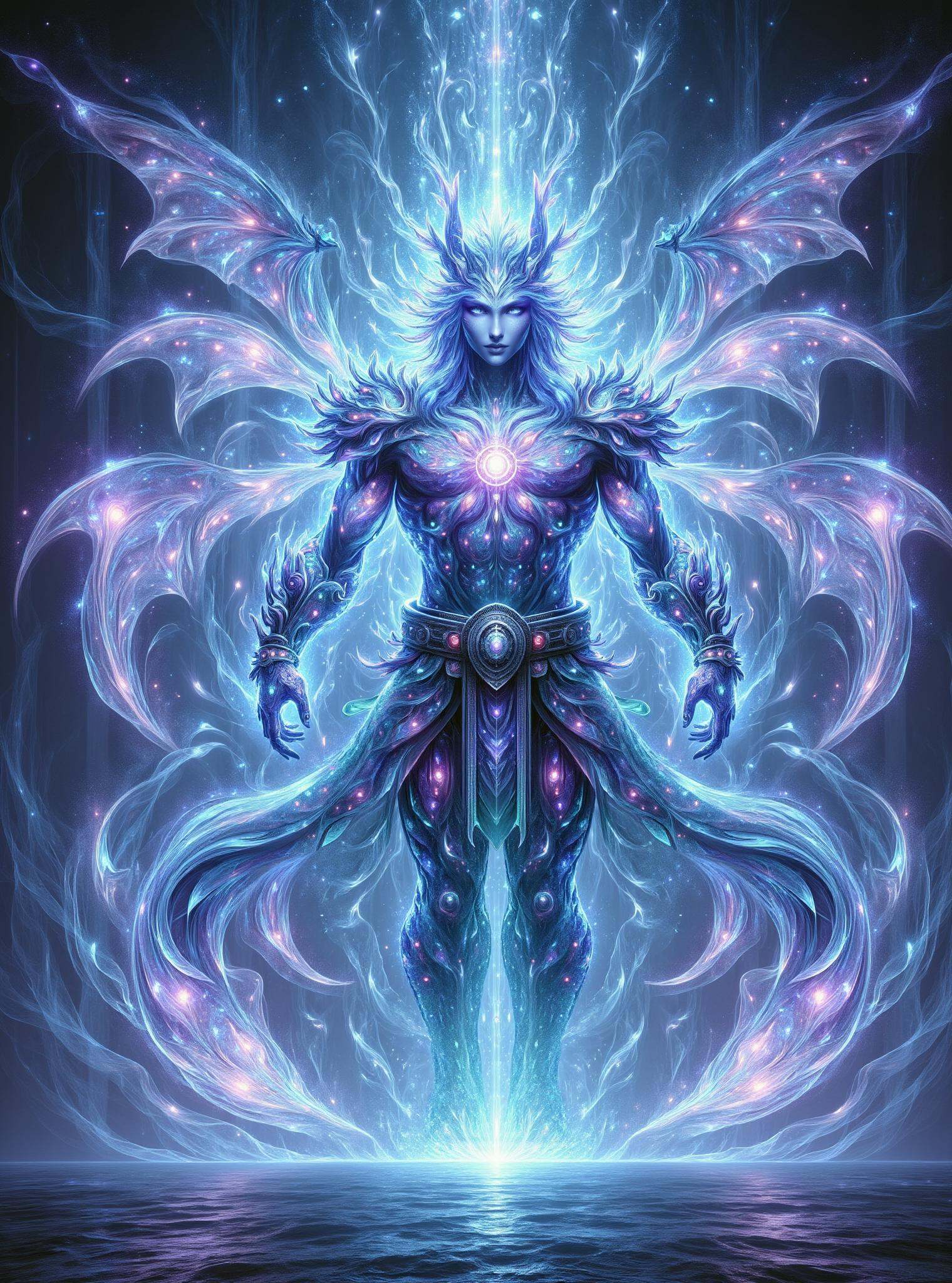 digital illustration,  crystalline asian elemental Ryu,  bat-like on Tensor.Art