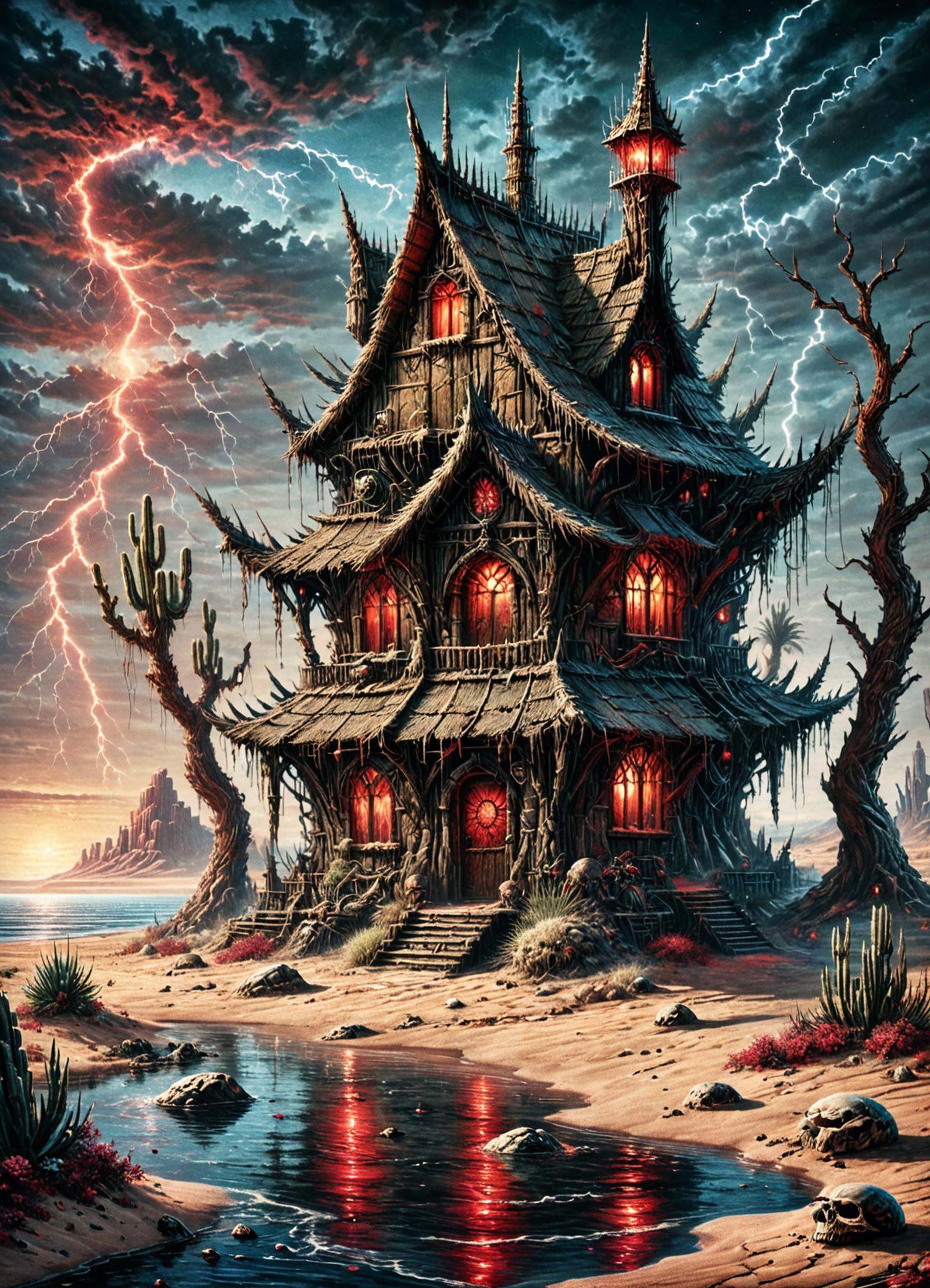 DonMM3t4l4r7XL desert oasis cottage in estuary biome on Tensor.Art