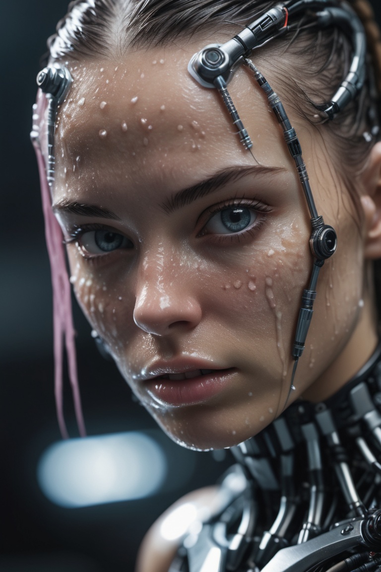 Hyperrealistic art RAW analog photo of a synthetic cyber girl,  , on Tensor.Art
