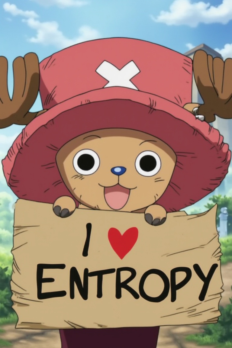 chopper smilling with a sign that says: "I love ENTROPY" on Tensor.Art