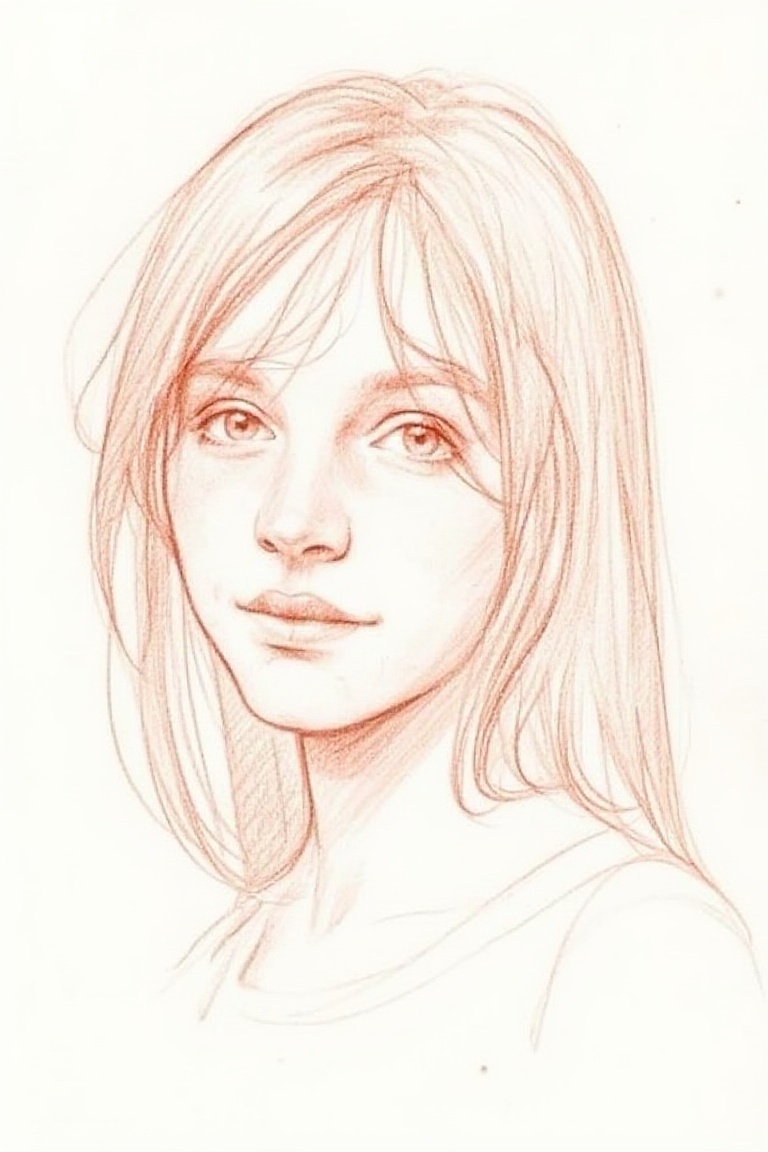 Pencil drawing,  brown graphite medium,  simple sketch on Tensor.Art
