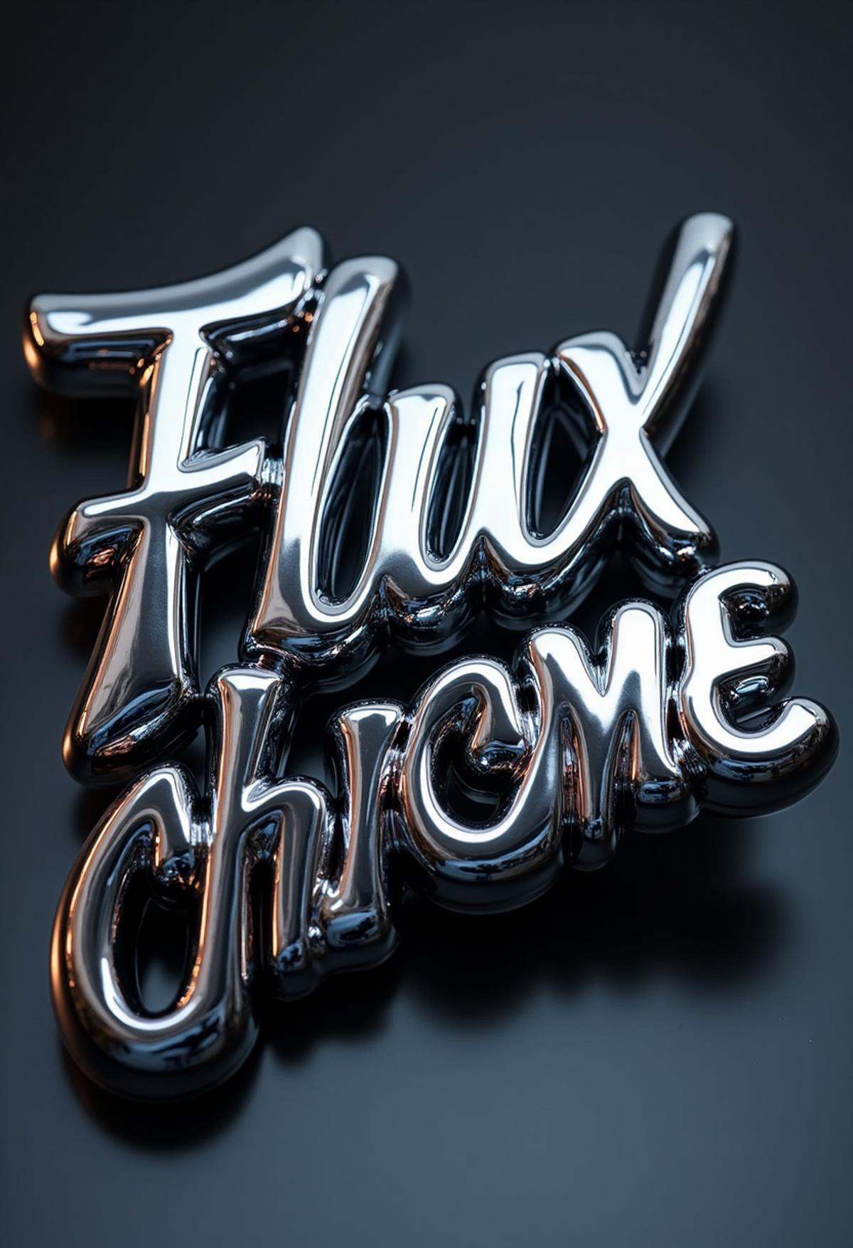 professional metallic text logo with the text "Flux Chrome" on Tensor.Art