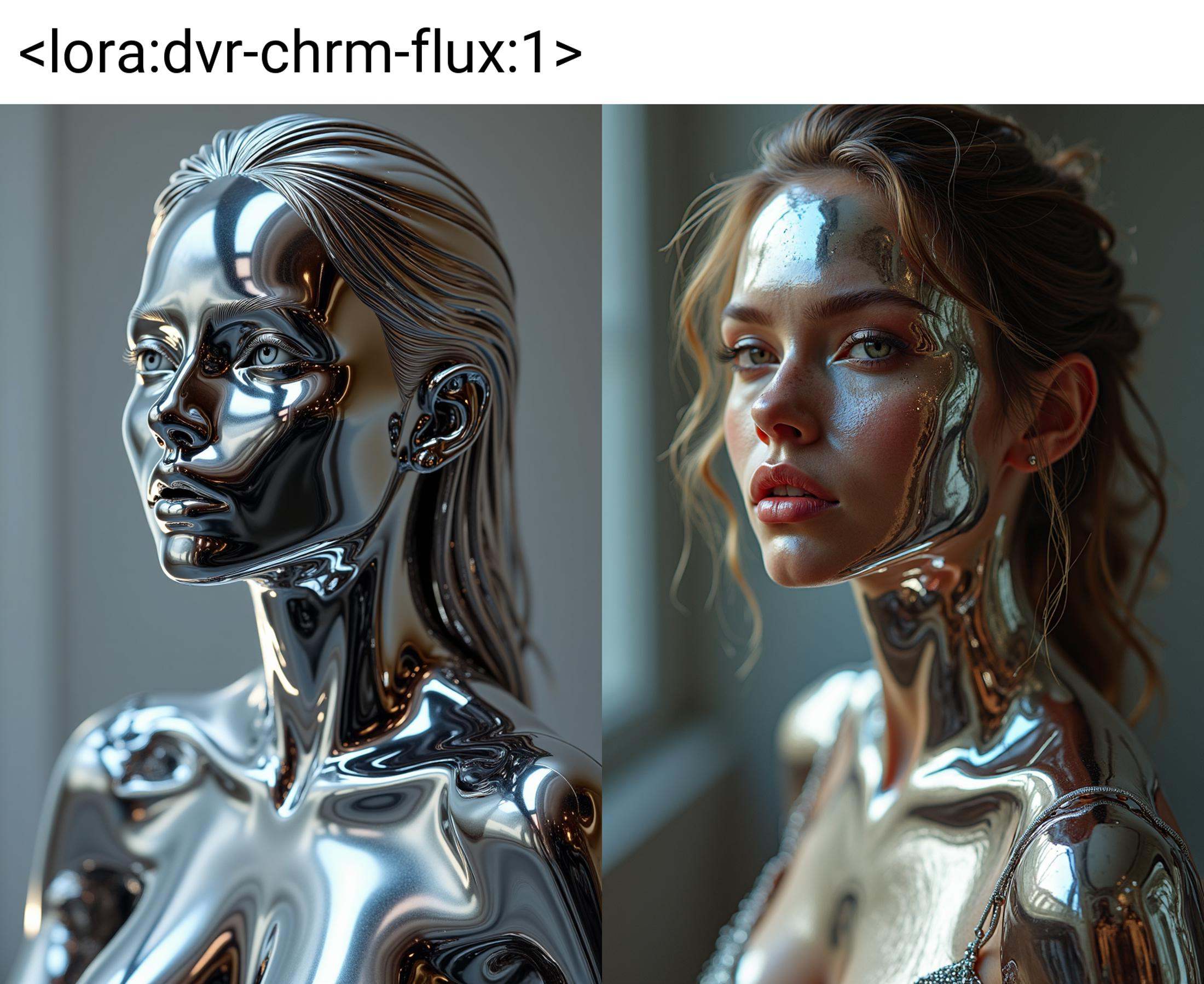 An illusion of a supermodel woman made of chrome,  ultra detailed,  high quality on Tensor.Art