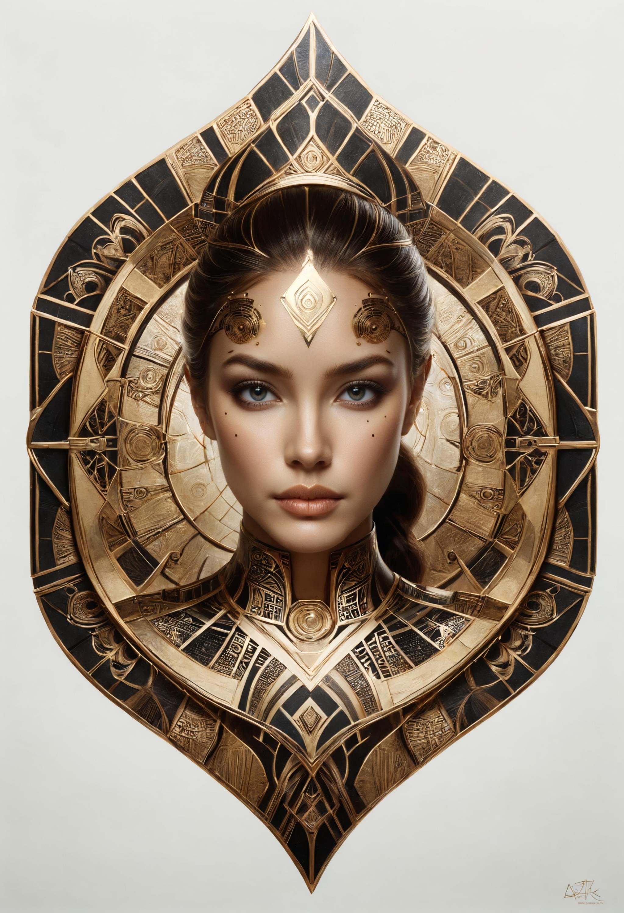 [ floating overlapping polygons : a woman portrait inspired by tridents,  mirrored imagery,  water bender on Tensor.Art
