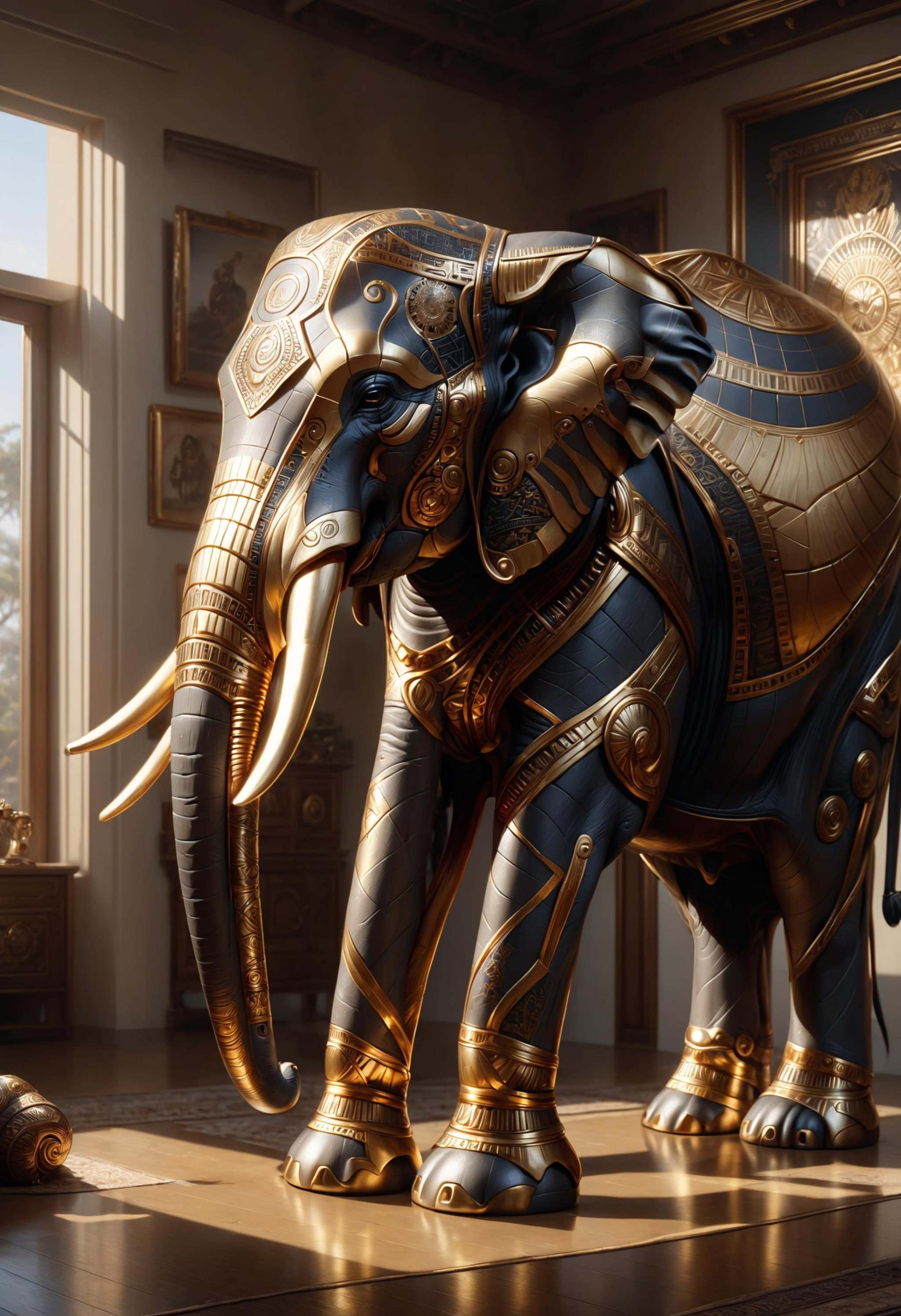 the elephant made of dvr-frft in the room,  hyperrealistic,  highly detailed on Tensor.Art