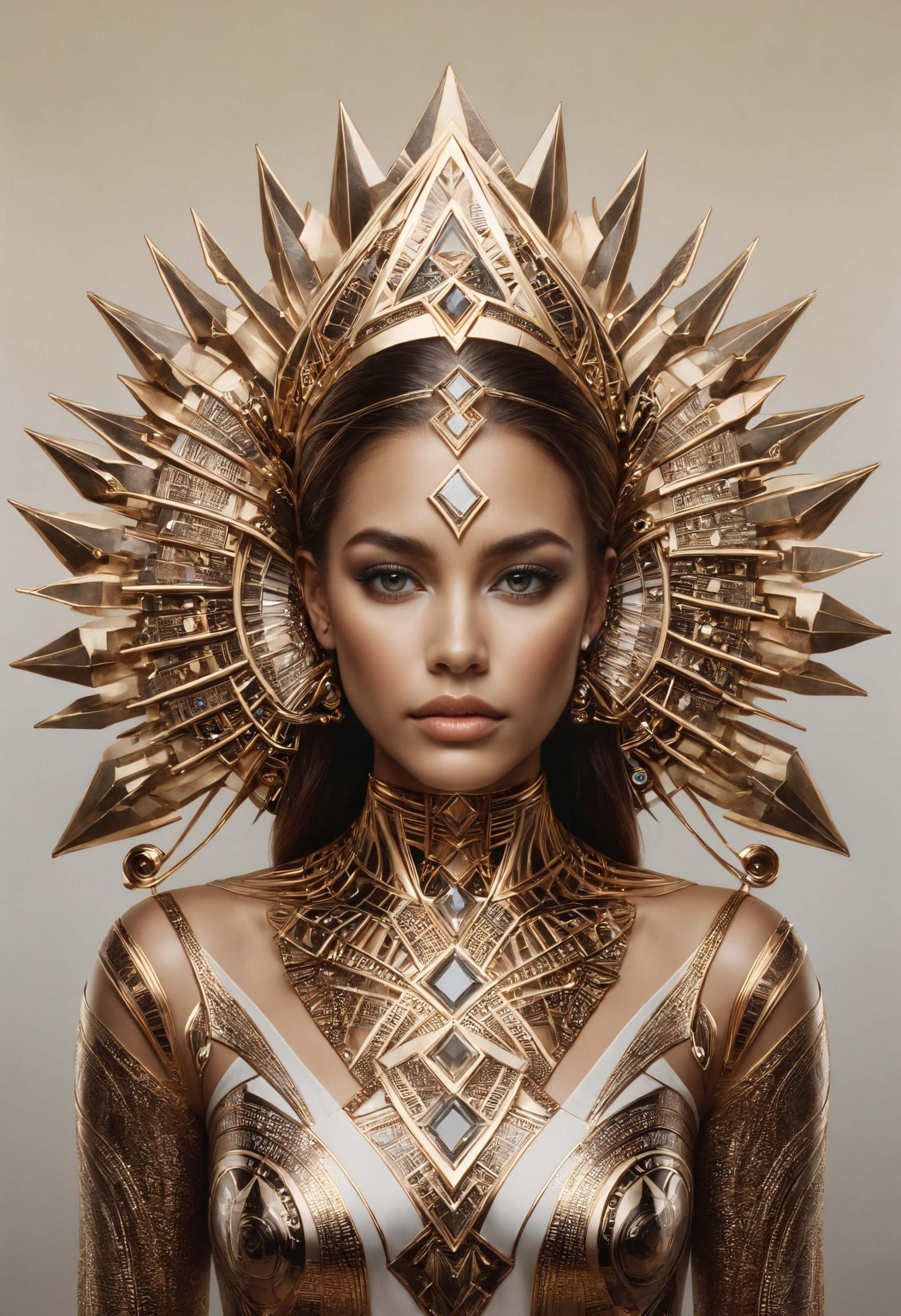 [ floating overlapping hollow squares pin : a woman portrait inspired by tridents ,  mirrored imagery,  diamond bender on...