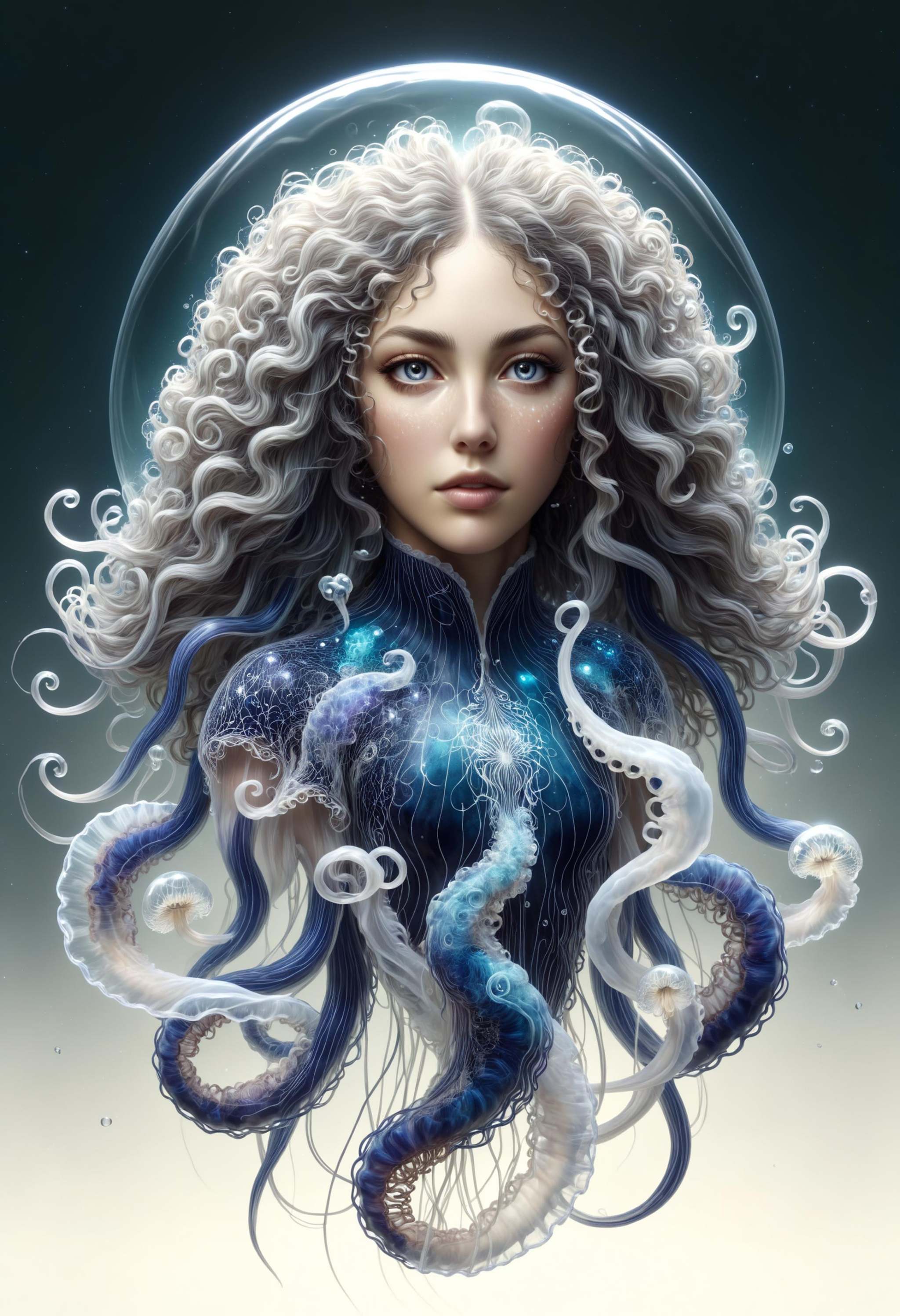 black and white jellyfish with ,  trending on artstation,  intricate artwork by Dan Hillier and Greg Rutkowski on Tensor.Art