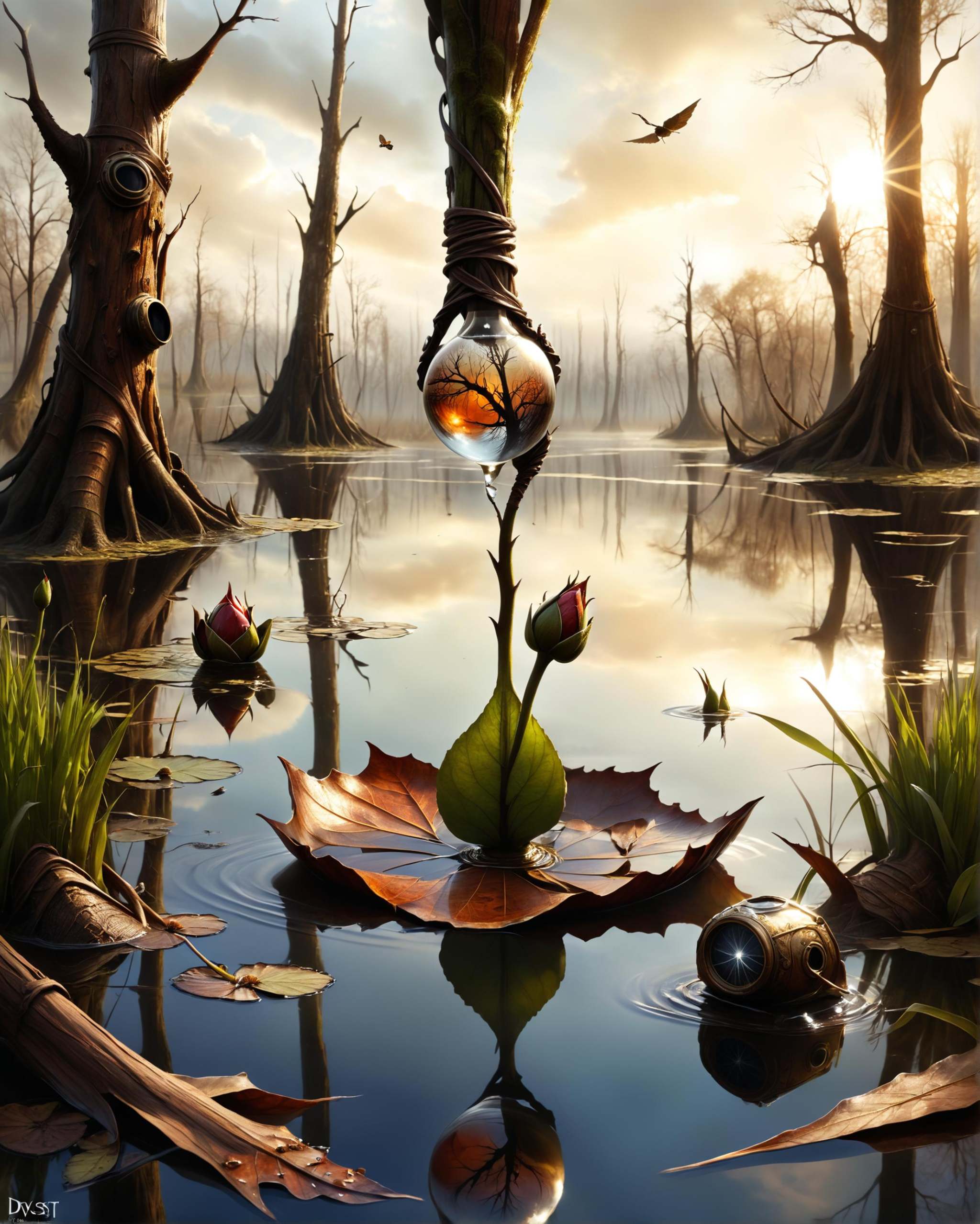 Swamp Mirrorer,  There Will Be Buds,  "Through the lens of poetry on Tensor.Art