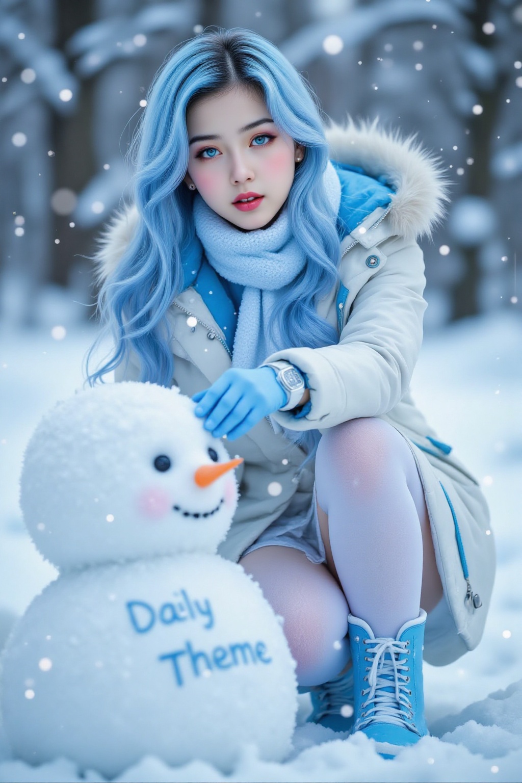 Top quality. Inspiration: Daily theme,  Missing,  Snow. Visuals: Close-up: A girl with neat on Tensor.Art