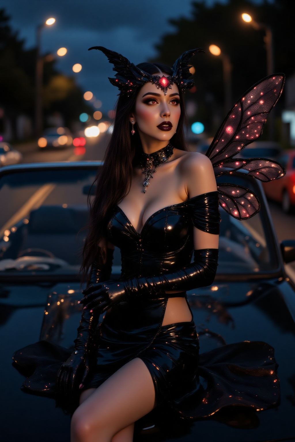 Top quality. Inspiration: Moths,  Mothman,  urban legends. Image: Close-up: A woman with long on Tensor.Art