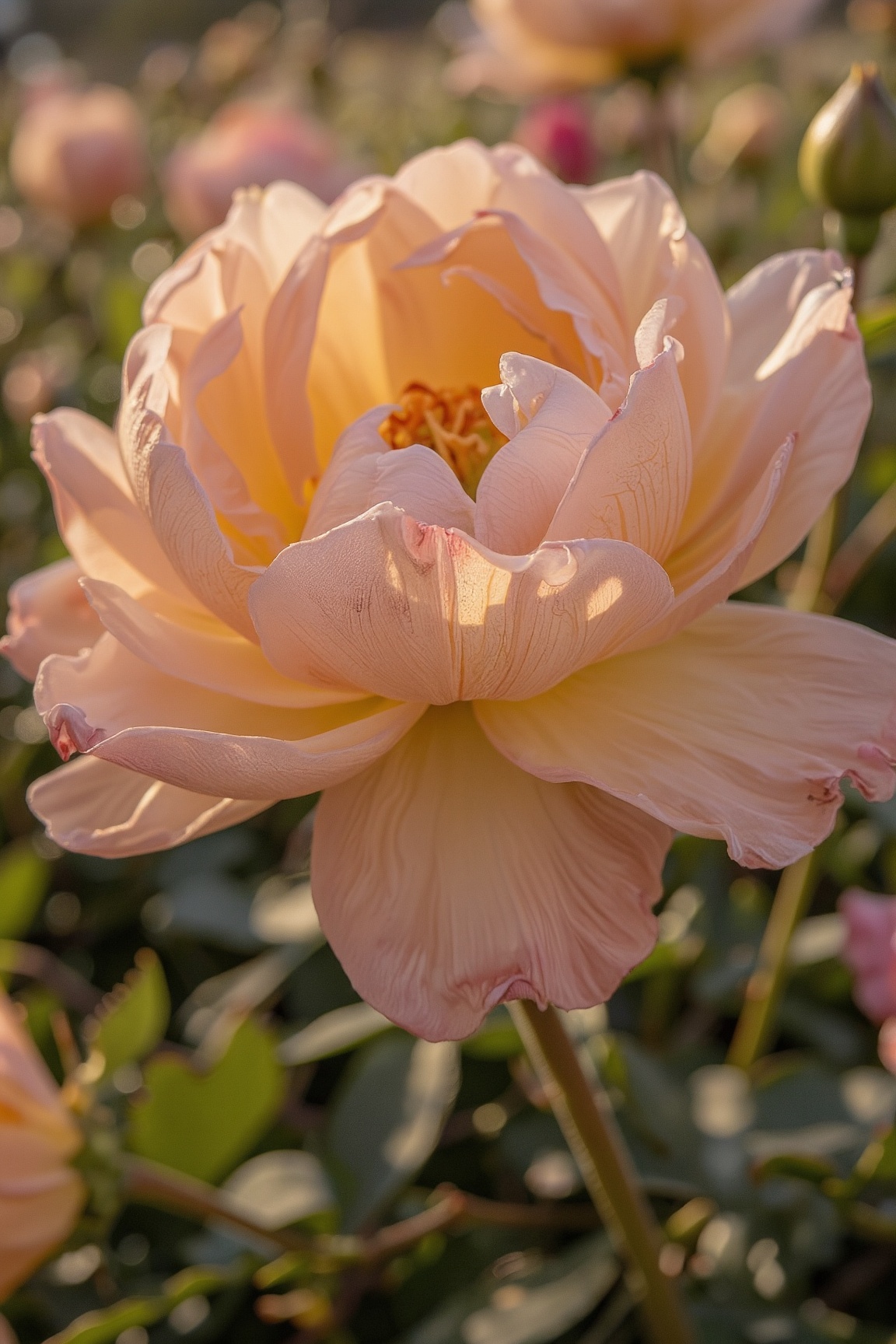 A delicate petal unfurls,  a velvety softness to its edges,  set against a warm on Tensor.Art