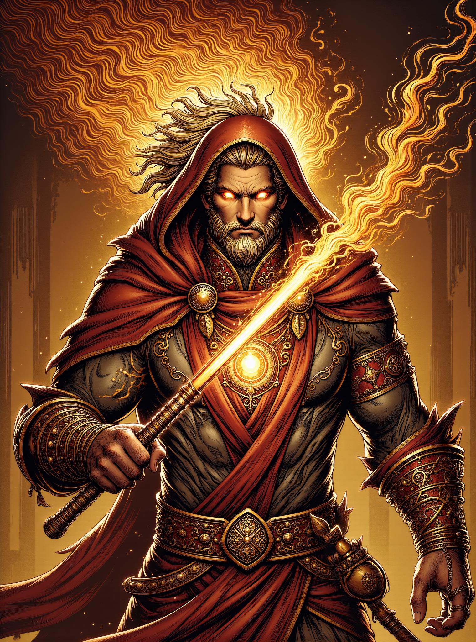 donmc0m1cm4g1cfx magic, male brute  Casting spells charm shaped like Beam of brown windy sound and healing magic