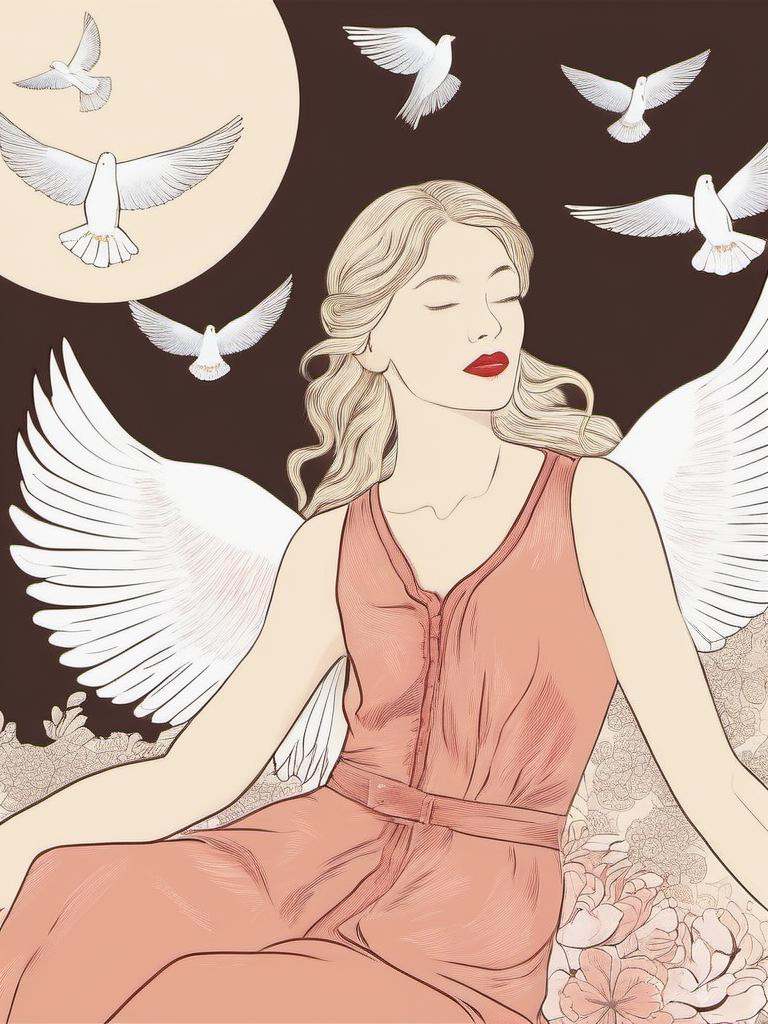 1NK ,  ,  illustration of a young woman with long blonde hair and red lipstick on Tensor.Art