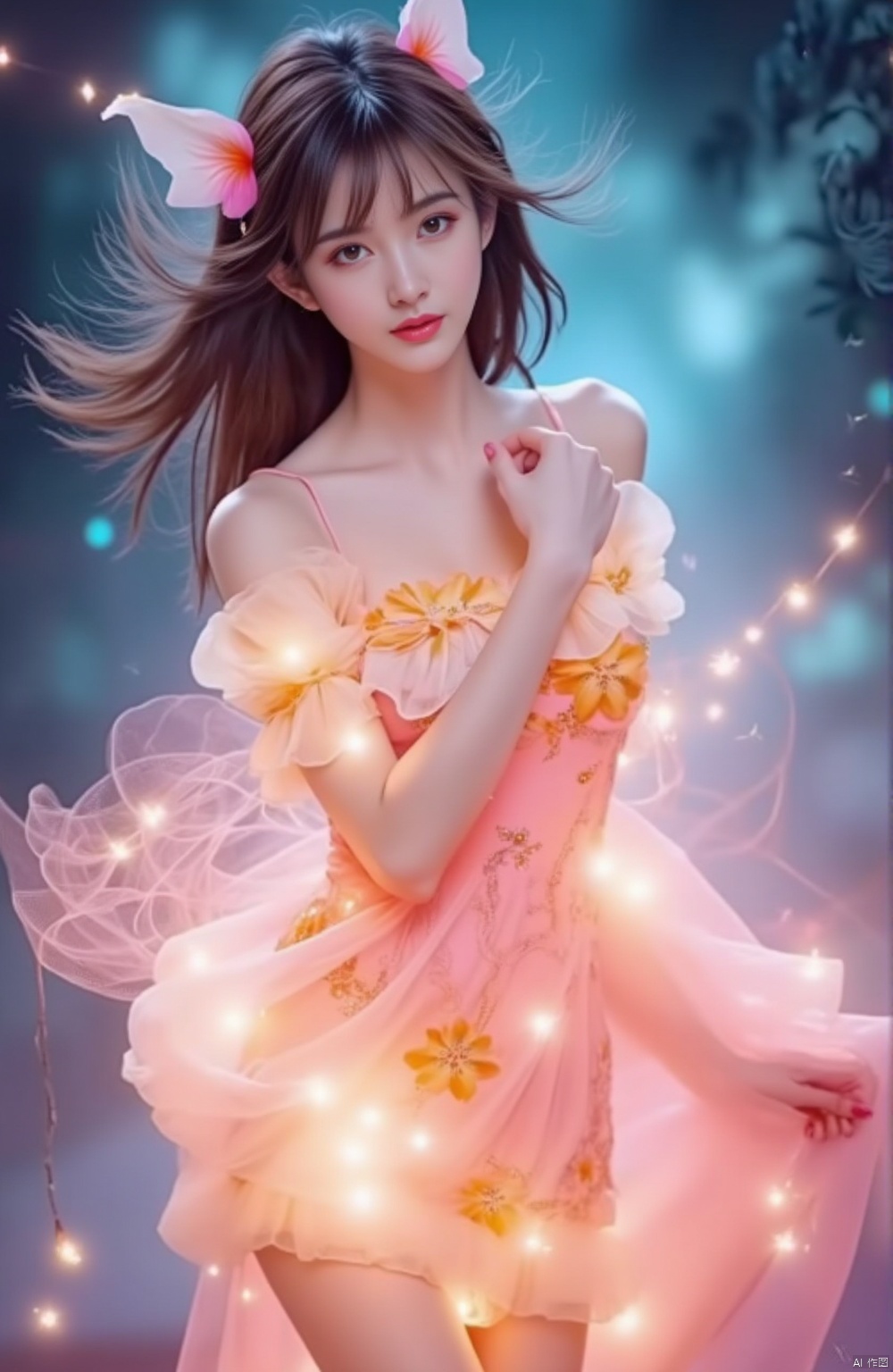  chinese ink painting style, chinese painting,chinese watercolor,, source_anime, masterpiece, A whimsical fantasy scene featuring a beautiful brazillian woman in a flowing, radiant satin dress with intricate patterns. The vibrant colors and glowing fabric are enhanced by soft, magical lighting, creating an ultra-quality, dynamic composition.
highly detailed,ultra-high resolution,32K UHD,sharp focus,best-quality,masterpiece,Emotionalization,with a high-end texture, ,wangyushan