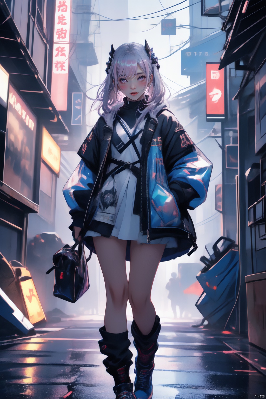  Solo, anime girl, full body, young ***** body, medium chest, Hyperdetailed school background, School, 
Detailed long white hair, beautiful, Detailed eyes, blue eyes, Side view, torso shot from waist, Thick lineart, Anxious, Hyperdetailed natural light, detailed reflection light, 
volumetric lighting maximalist photo illustration 64k, resolution high res intricately detailed complex, 
key visual, precise lineart, vibrant, panoramic, cinematic, masterfully crafted, 64k resolution, beautiful, stunning, ultra detailed, expressive, hypermaximalist, colorful, rich deep color, vintage show promotional poster, glamour, anime art, fantasy art, brush strokes,, 16k, UHD, HDR,(Masterpiece:1.5), Absurdres, (best quality:1.5), Anime style photo, Manga style, Digital art, glow effects, Hand drawn, render,octane render, cinema 4d, blender, dark, atmospheric 4k ultra detailed, cinematic sensual, Sharp focus, hyperrealistic, big depth of field, Masterpiece, colors, 3d octane render, concept art, trending on artstation, hyperrealistic, Vivid colors,, modelshoot style, (extremely detailed CG unity 8k wallpaper), professional majestic oil painting by Ed Blinkey, Atey Ghailan, Studio Ghibli, by Jeremy Mann, Greg Manchess, Antonio Moro, trending on ArtStation, trending on CGSociety, Intricate, High Detail, Sharp focus, dramatic, photorealistic painting art,beautymix,teengirlmix,taiwanesebeauty,,,<lora:660447313082219790:1.0>