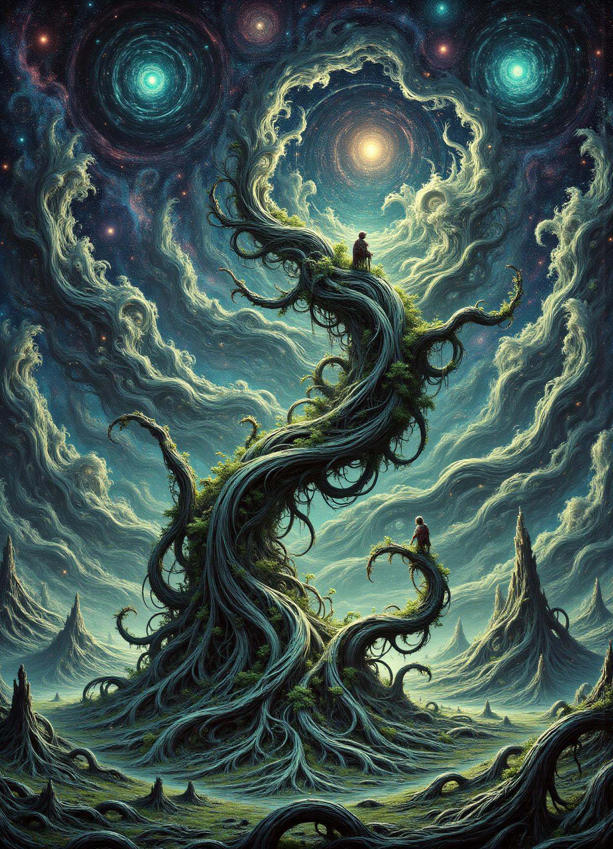 DonMN0Hum4nFX, no human, vines, sfw,  male satellite, astroecologist,bard, diadem