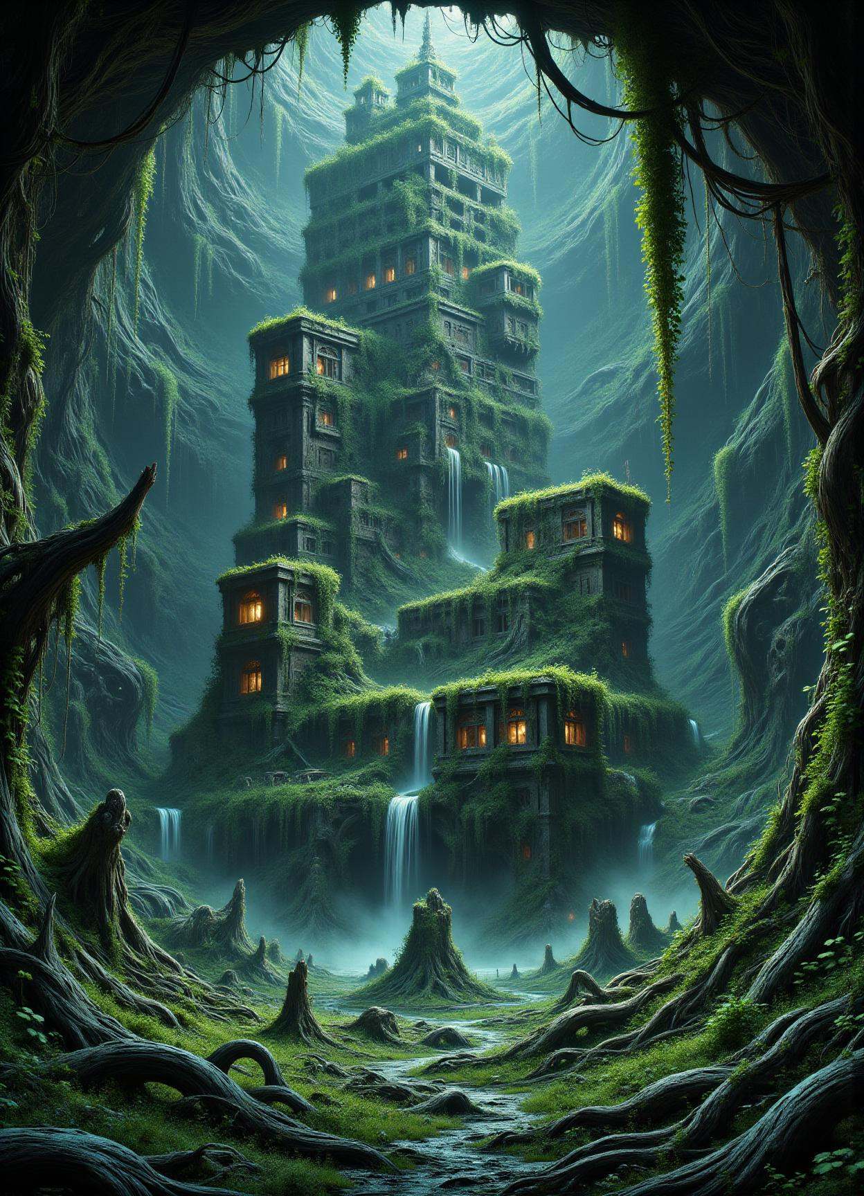 DonMN0Hum4nFX, no human, vines, sfw,  fortress    in cave biome