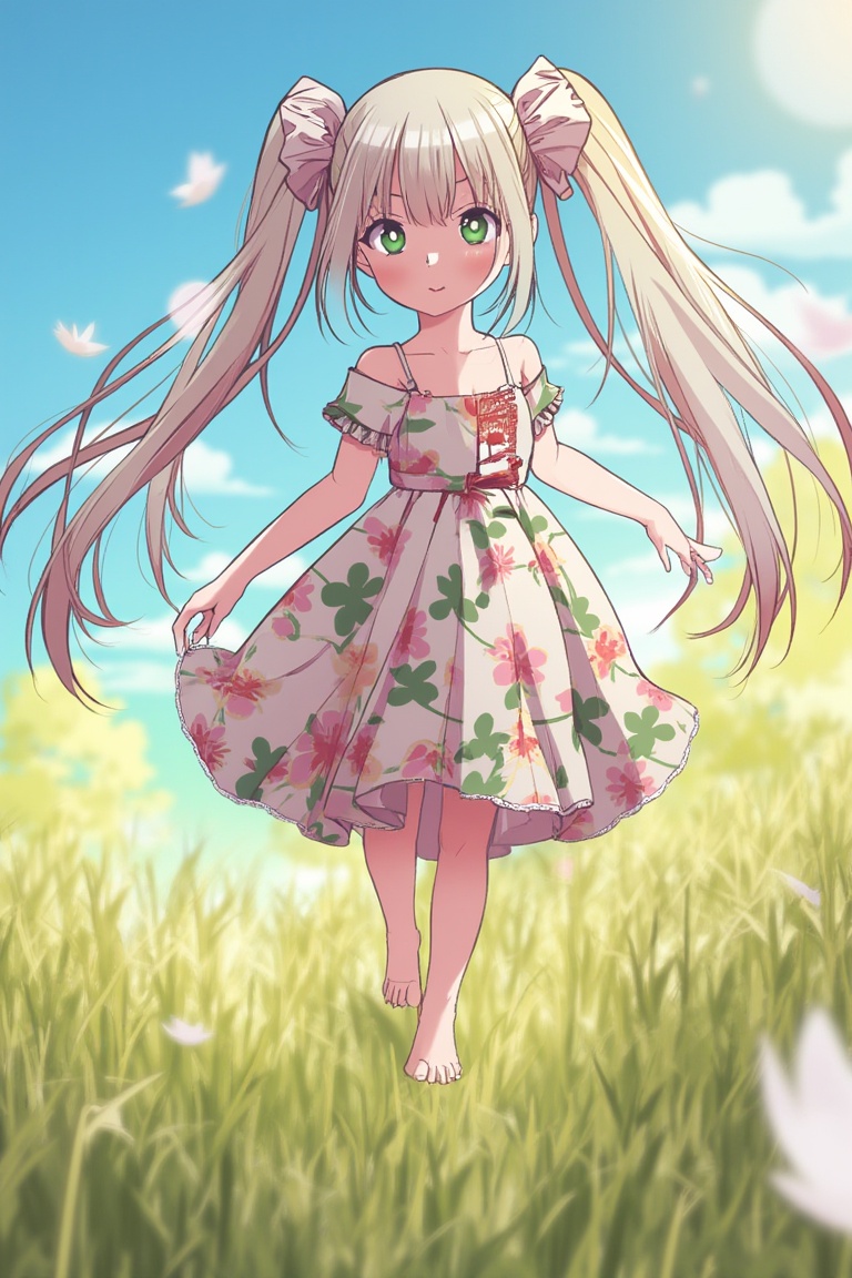 A girl with long,  silver twin tails,  teal eyes on Tensor.Art