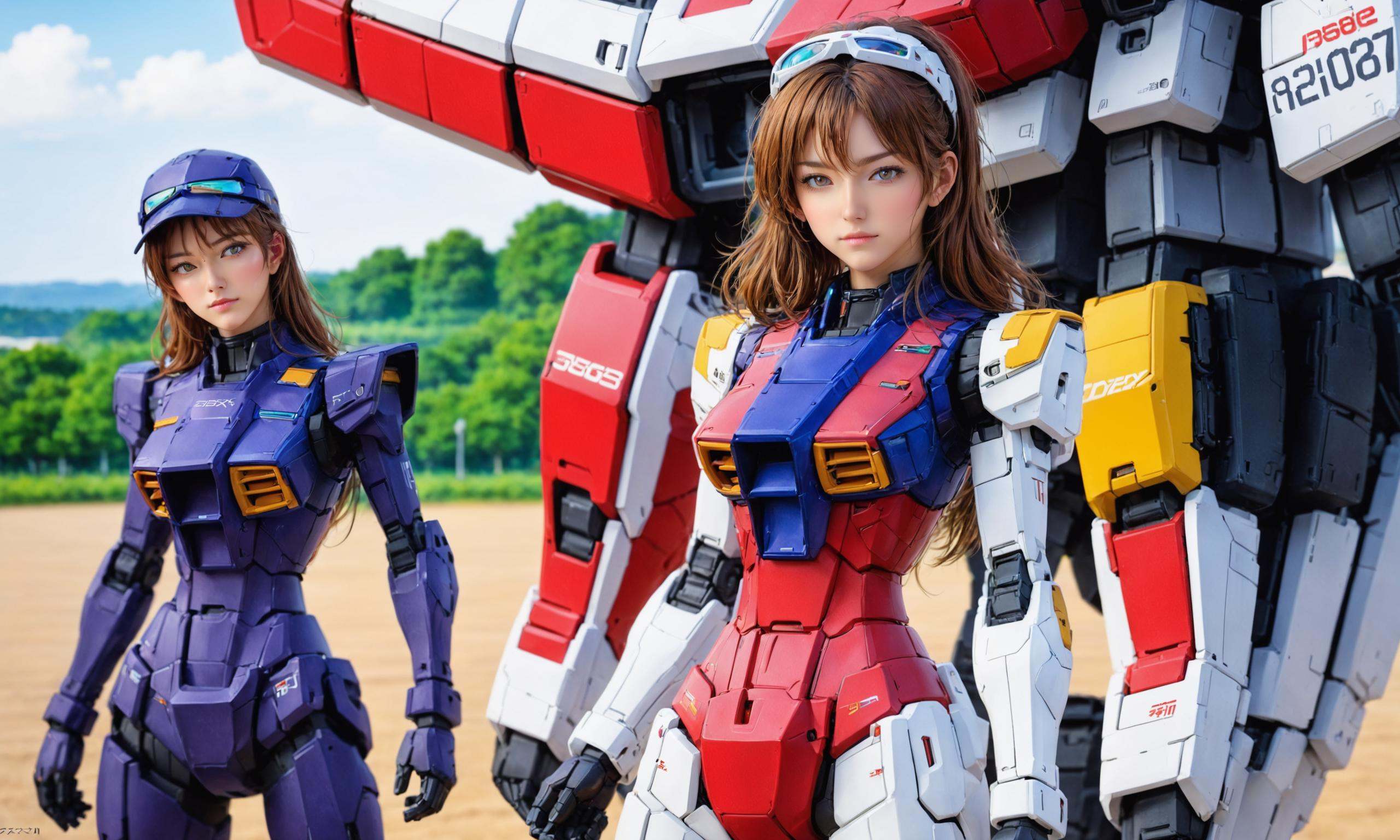 masterpiece, ({1girl is in mache armor with jumping pose, full body, long hair, short skirt}:1.3), realistic:2, intricate detail, highly detailed, great textures, 8k, 100000000 detail, gundam\\(rx78\\), armor, full body, <lora:RX78_SDXL_v3_loha:0.75>,detailed_background,outdoors,1girl,medium_breasts,neon_genesis_evangelion,hair_between_eyes,artist_request,black_headwear,track_jacket,standing,highres,souryuu_asuka_langley,plugsuit,bodysuit,blue_eyes,evangelion:_3.0_you_can_\(not\)_redo,two_side_up,floating_hair,hand_in_pocket,long_hair,eyepatch,red_bodysuit,pilot_suit,jacket,breasts,brown_hair,wide_hips,rebuild_of_evangelion,hat,solo, (RAW photo, best quality, masterpiece:1.2), ultra high res, (photorealistic:1.4),