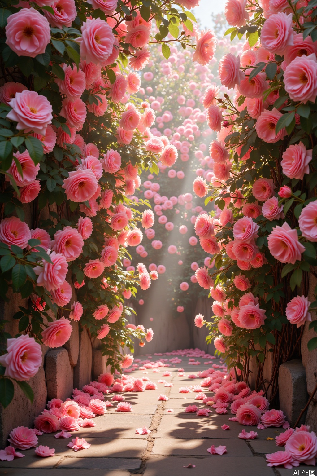 Road beside the rose flower,self-induced butterfly light. He Xingqi Jun hawksbill beam,rose flower under the lingering fragrance.,