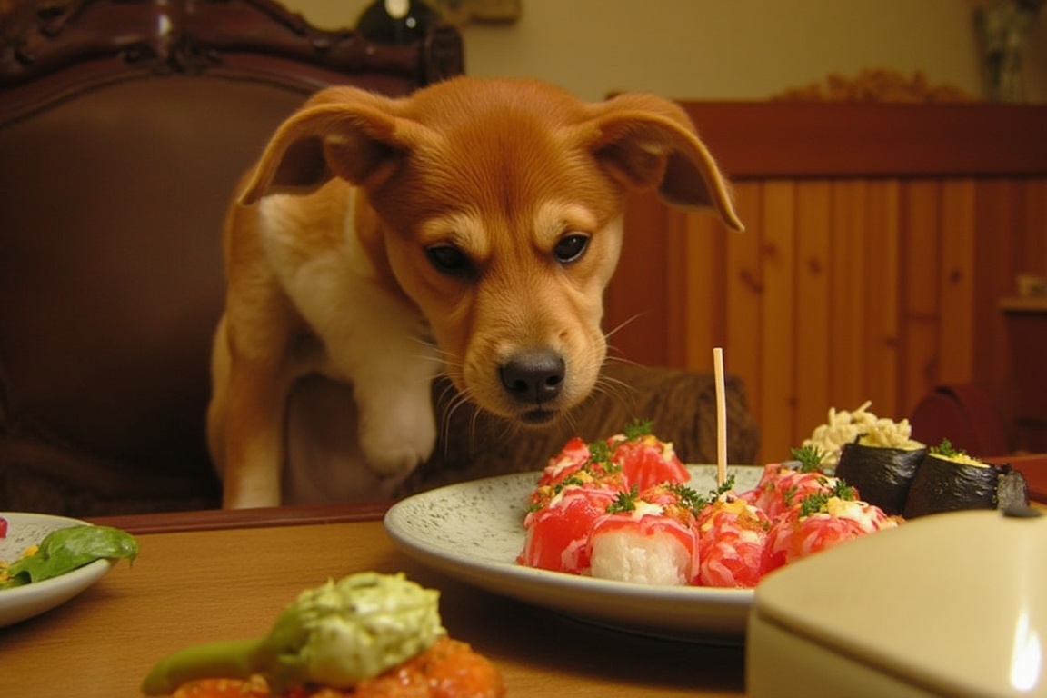 A dog eating sushi,  oldCoolNiko on Tensor.Art