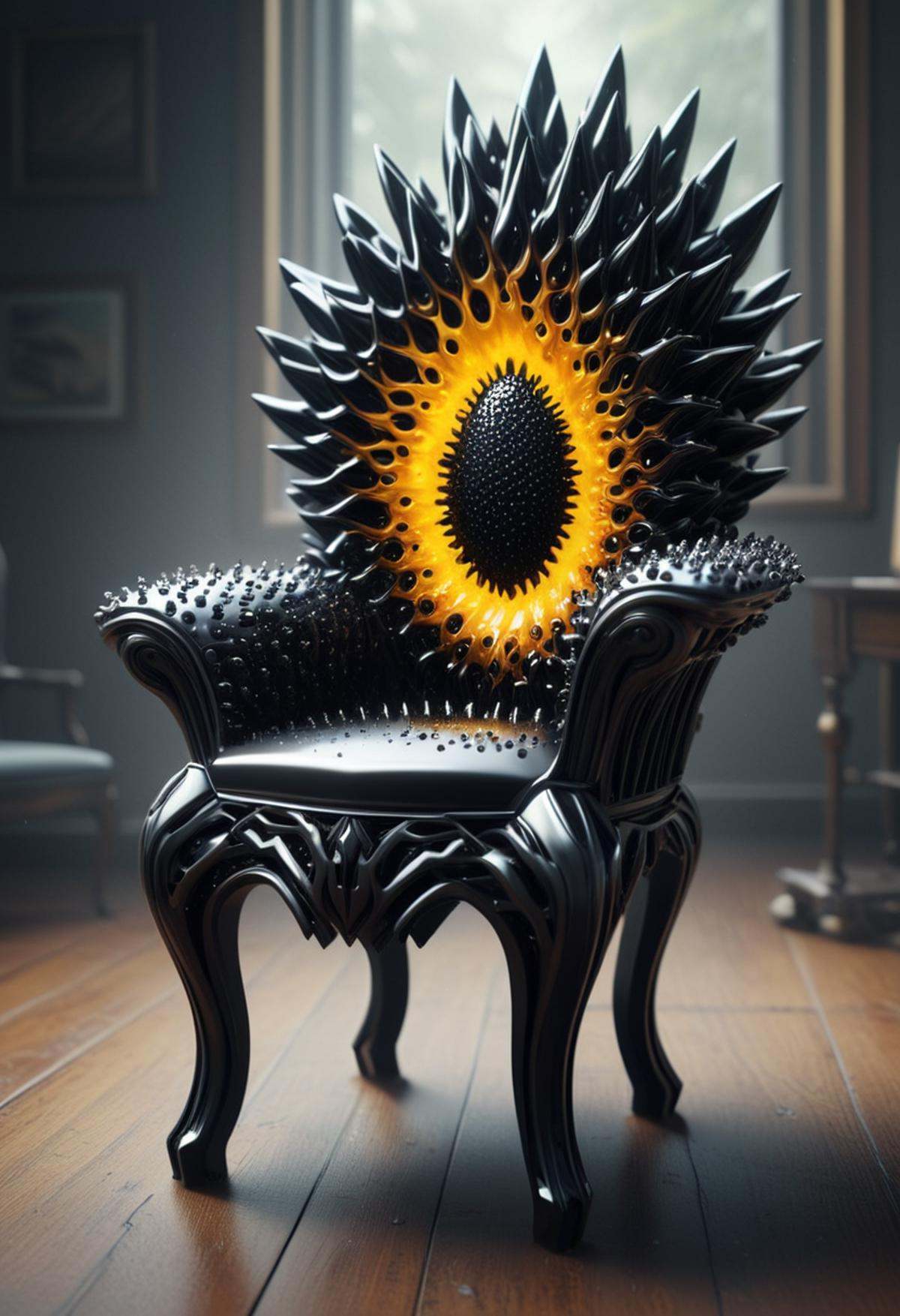 concept art a chair made of ferrofluid . digital artwork,  illustrative,  painterly on Tensor.Art