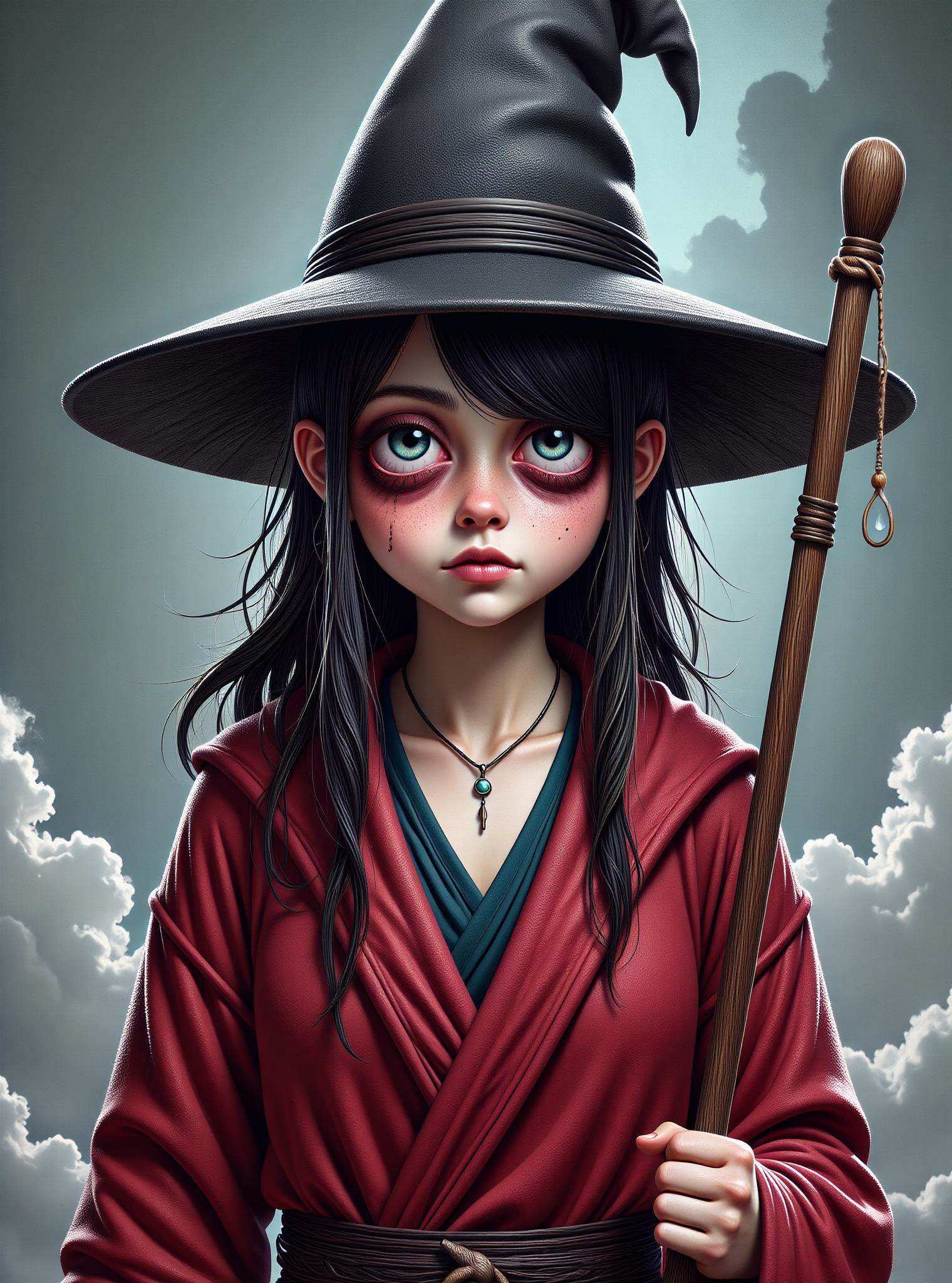 DonM1ns0mn14FXThe, digital illustration,big eyes, sfw,  female kobali, wizard,