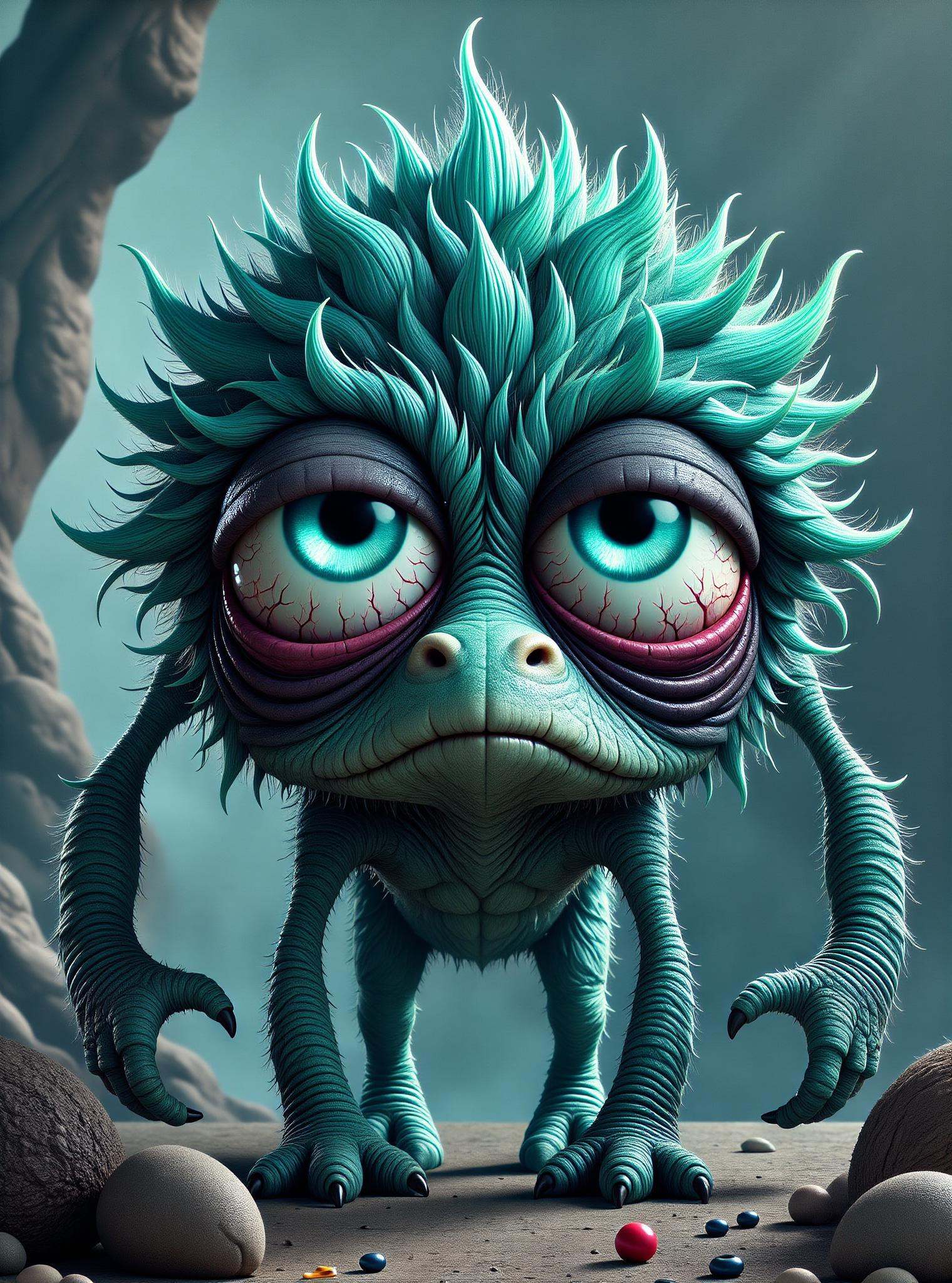 DonM1ns0mn14FXThe, digital illustration, big eyes, sfw,  male brachydios, nanotechnologist,