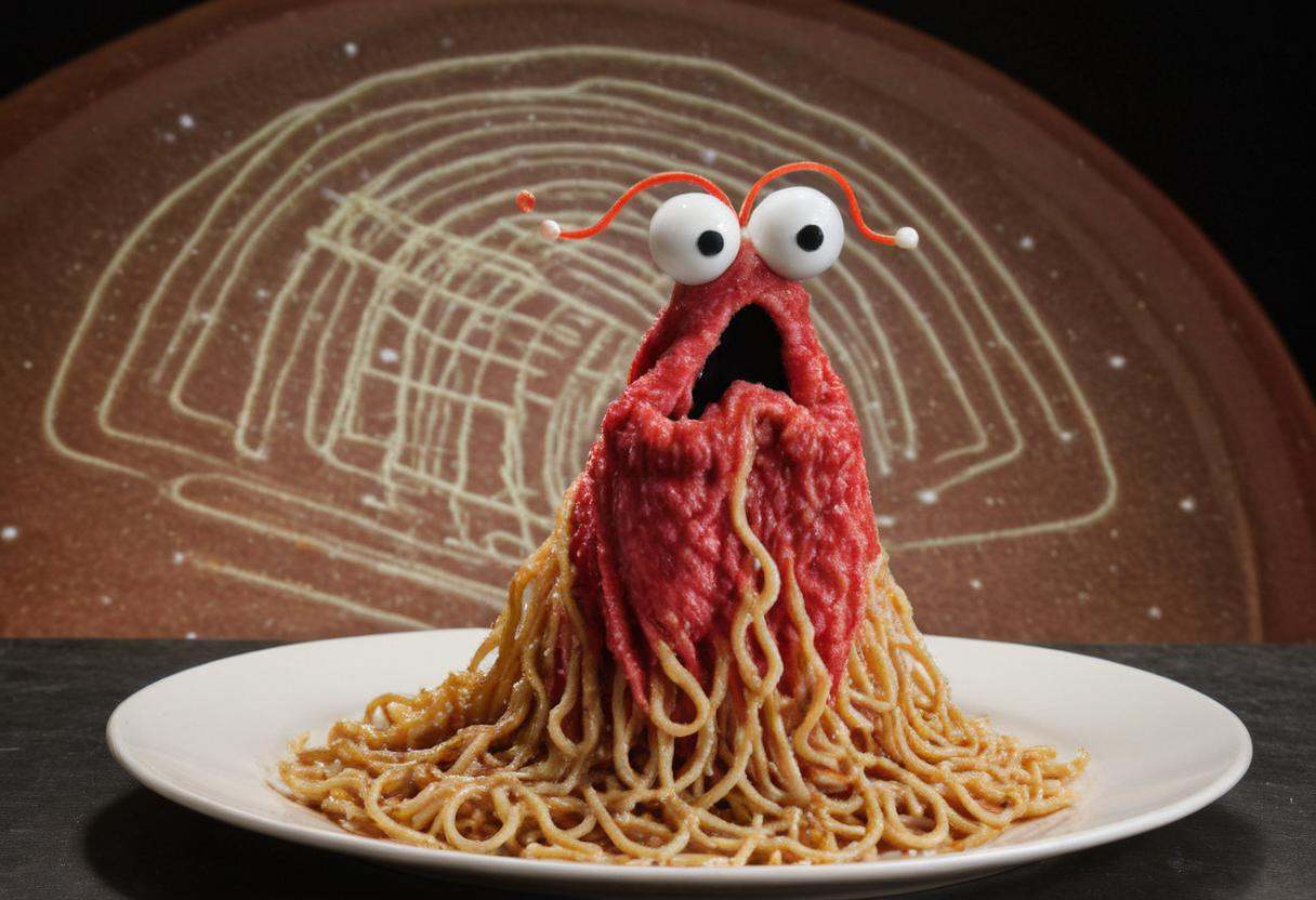 PHOTO OF YIP YIP MARTIAN AS FLYING SPAGHETTI MONSTER,  YIPYIP on Tensor.Art