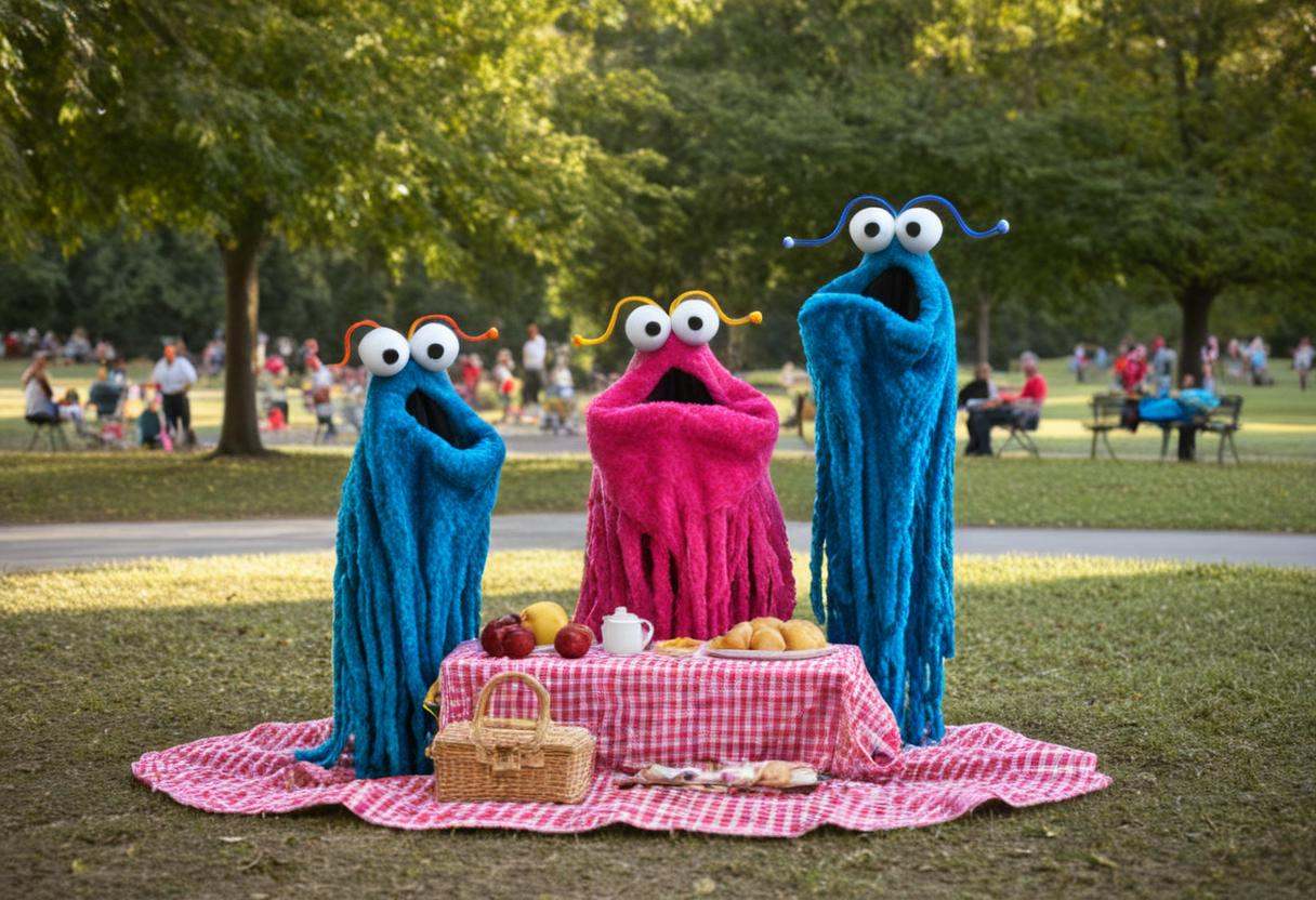 PHOTO OF YIP YIP MARTIANS AT THE PARK FOR A PICNIC on Tensor.Art