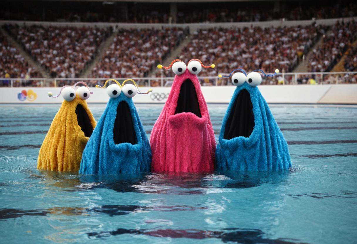 PHOTO OF YIP YIP MARTIANS SWIMMING AT THE OLYMPICS on Tensor.Art
