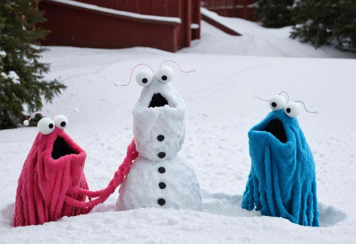PHOTO OF YIP YIP MARTIANS MAKING A SNOWMAN on Tensor.Art