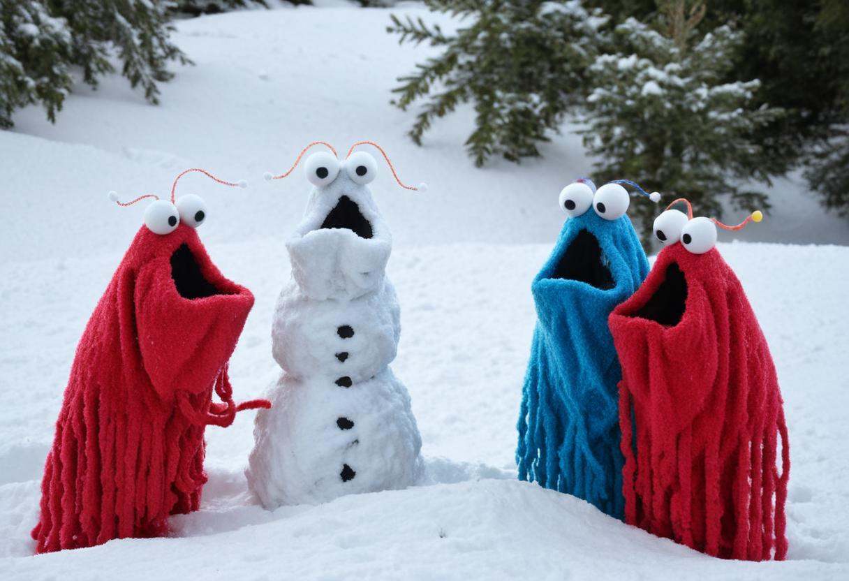 PHOTO OF YIP YIP MARTIANS MAKING A SNOWMAN on Tensor.Art