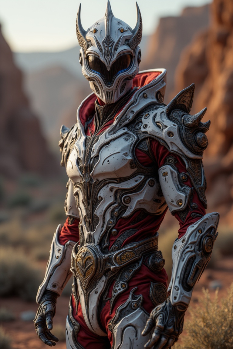 ((full body)) image of a man character protagonist,  wearing a detailed,  apex techwear futuristic half white and red armo...